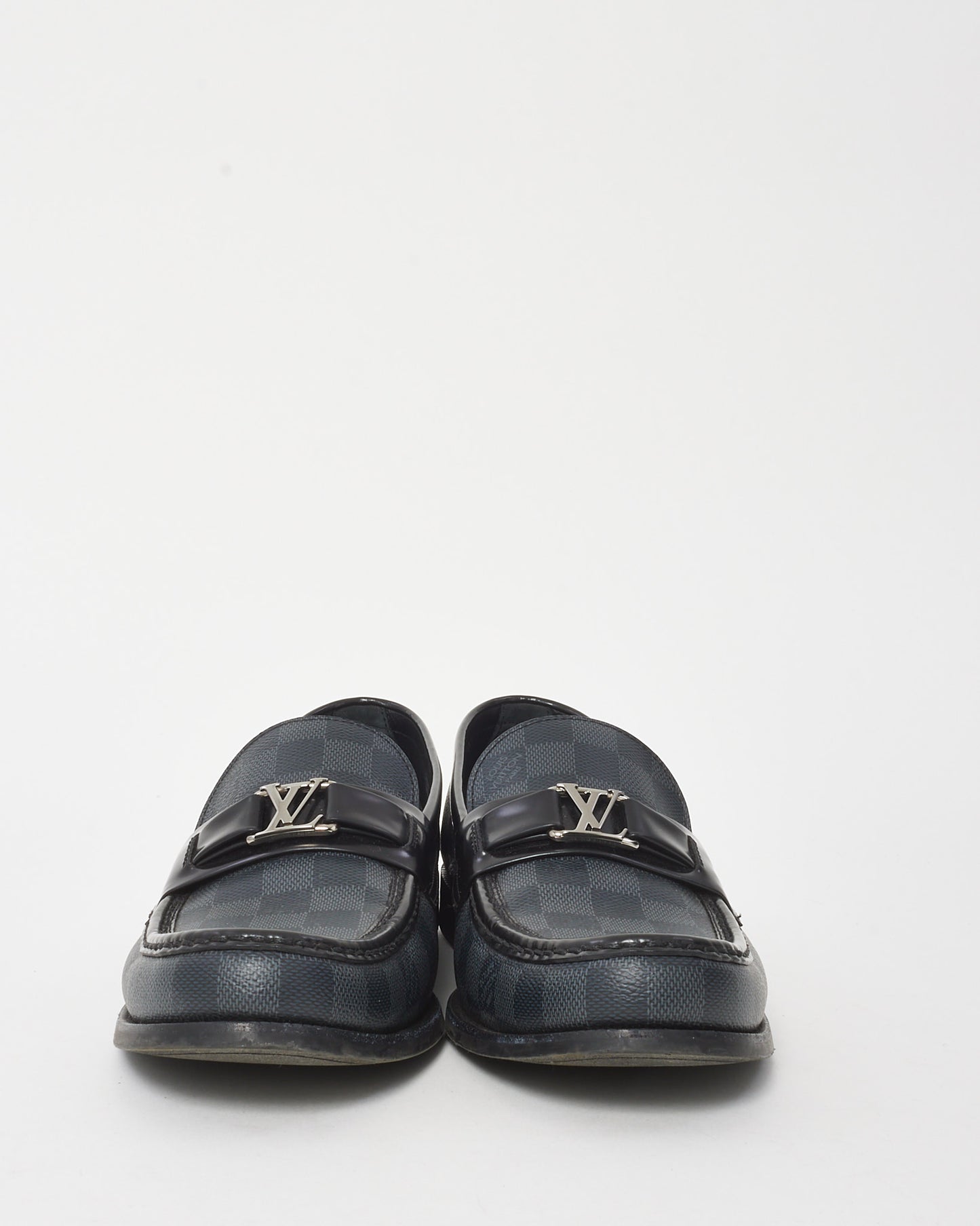 Louis Vuitton Men's Damier Graphite Canvas and Leather Logo Major Loafers - 9.5 MEN