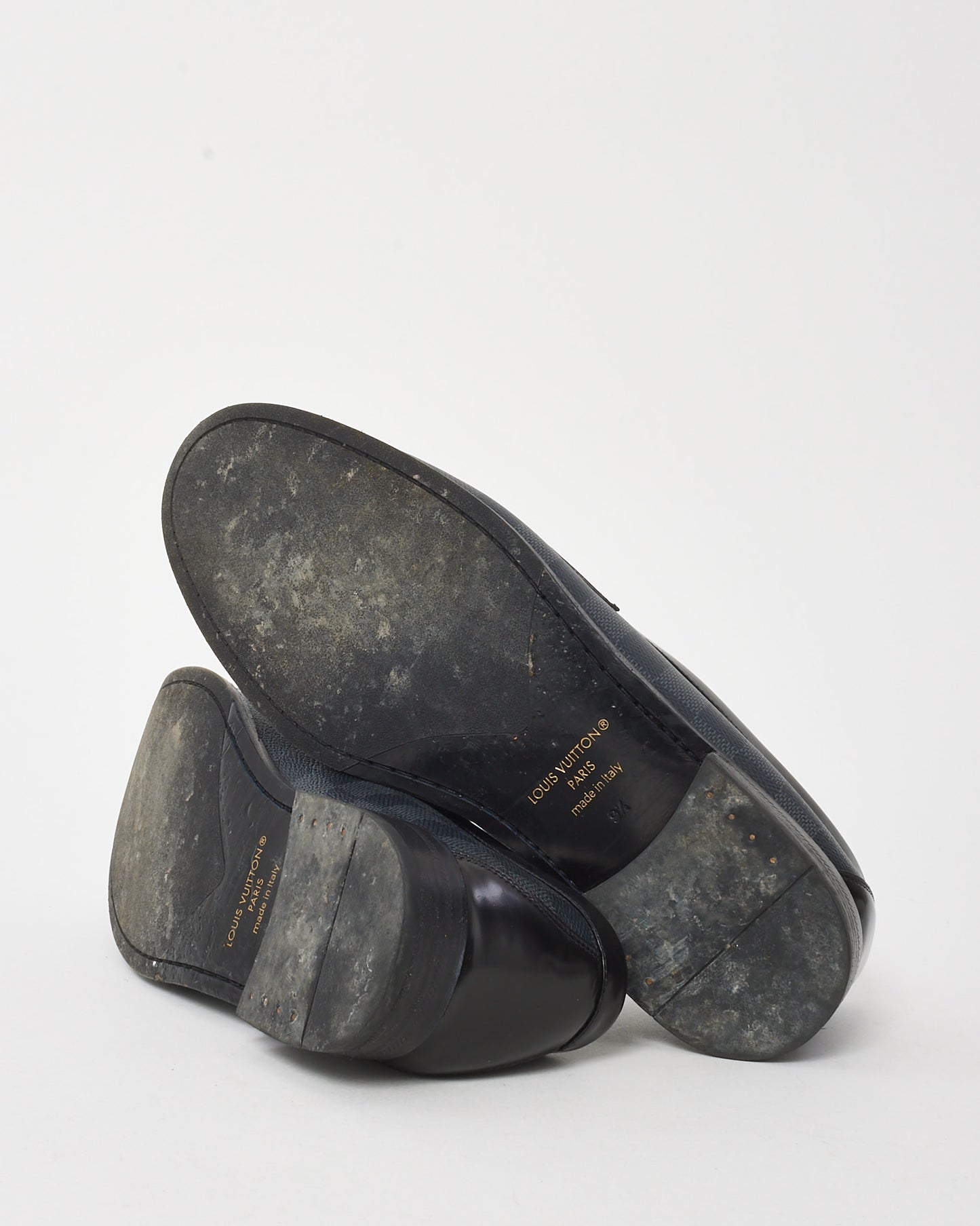 Louis Vuitton Men's Damier Graphite Canvas and Leather Logo Major Loafers - 9.5 MEN