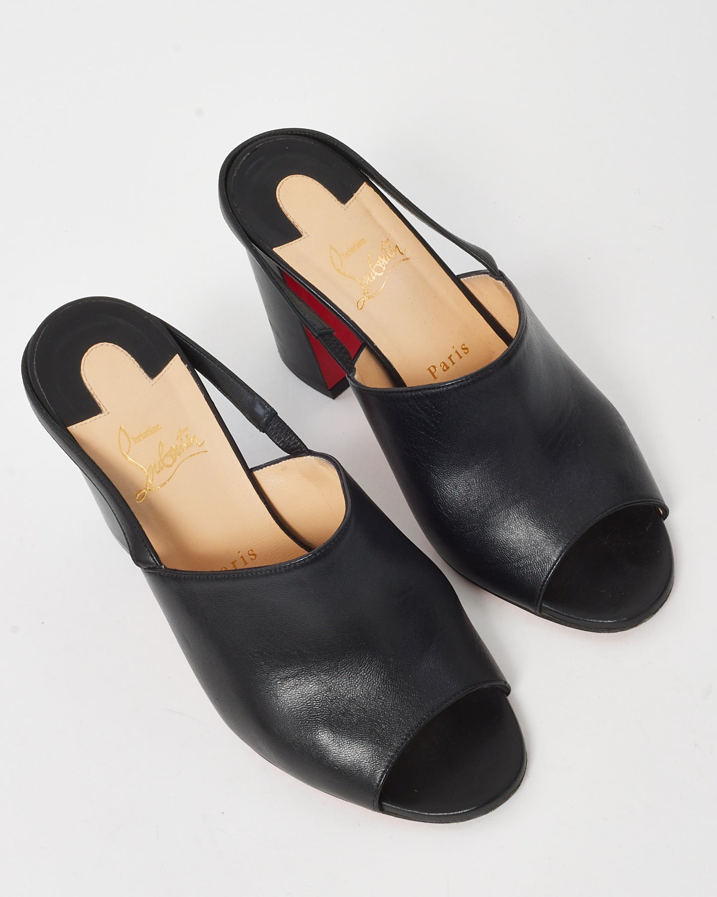 Christian Louboutin Black Nappa Leather Pigasling 85mm Block Heel Sandals - 39