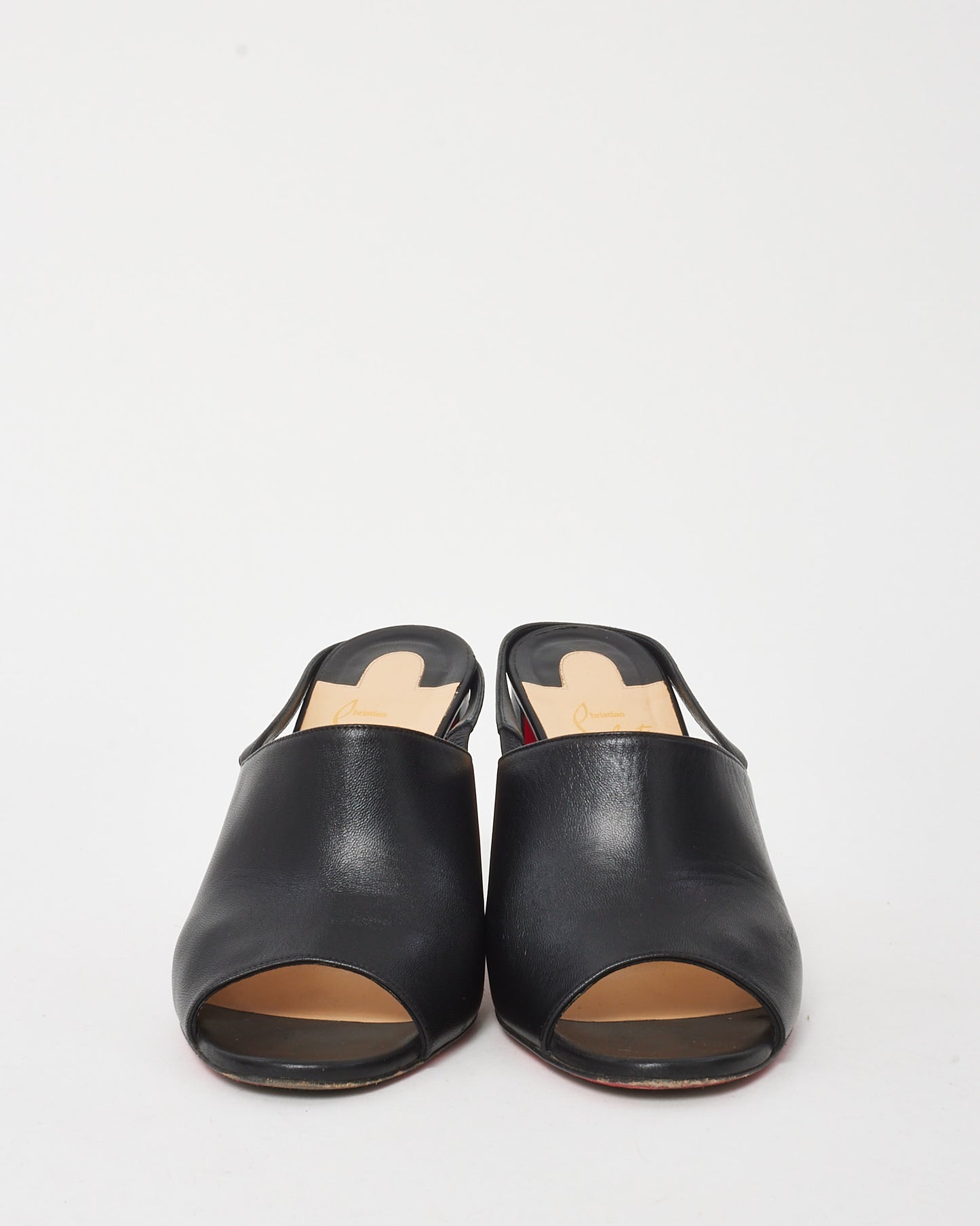 Christian Louboutin Black Nappa Leather Pigasling 85mm Block Heel Sandals - 39