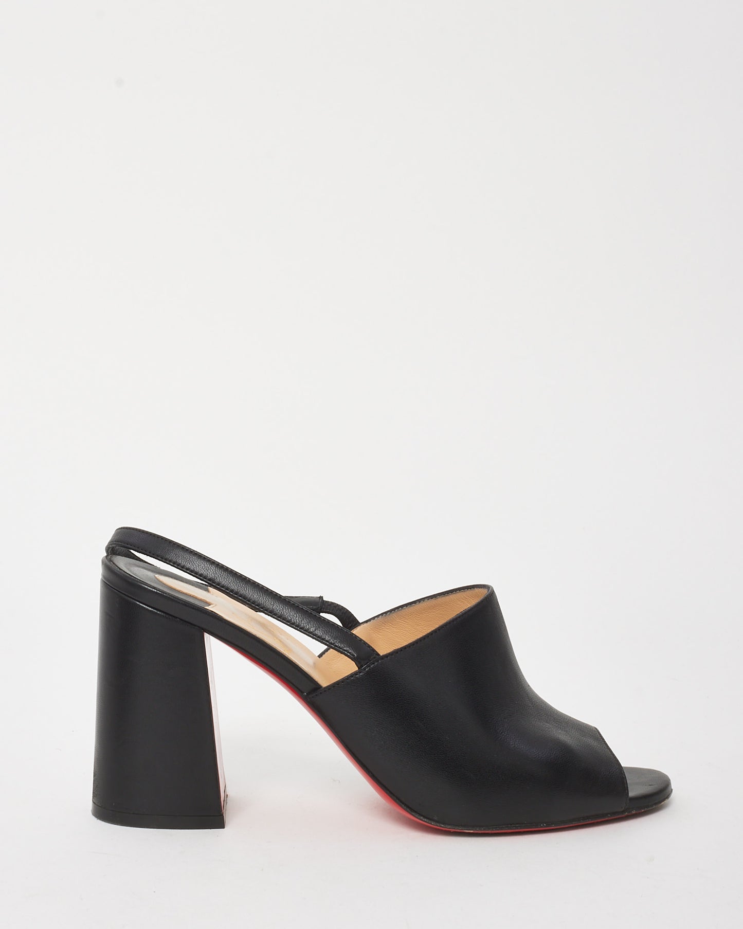 Christian Louboutin Black Nappa Leather Pigasling 85mm Block Heel Sandals - 39