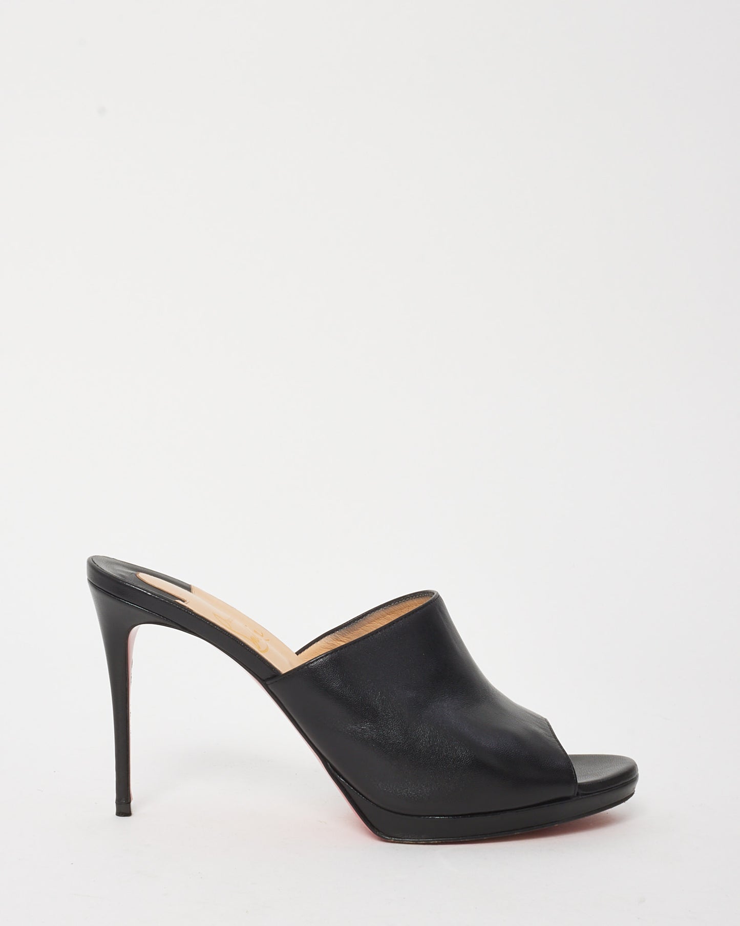 Christian Louboutin Black Nappa Leather Pigamule 100mm Sandals - 39.5