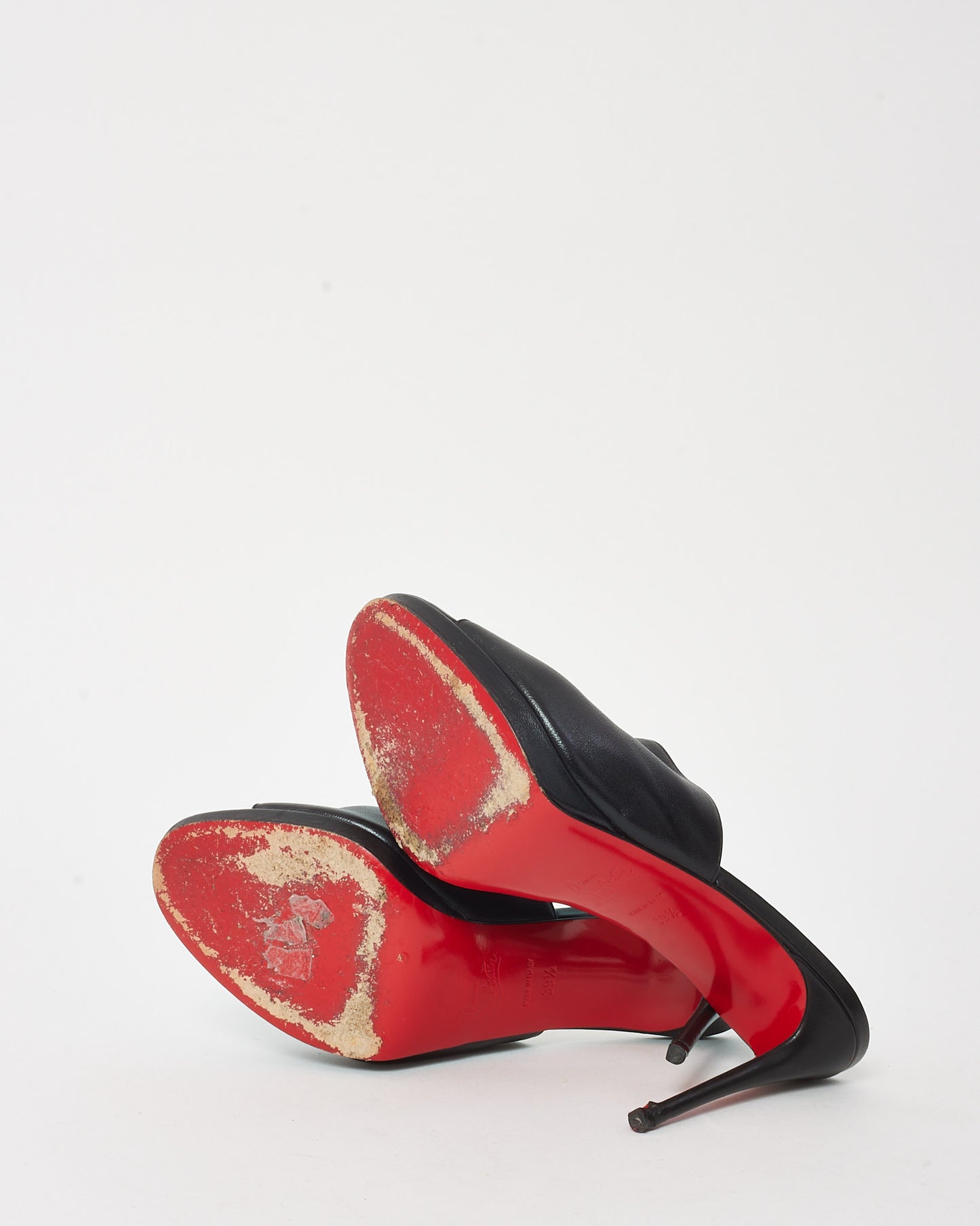 Christian Louboutin Black Nappa Leather Pigamule 100mm Sandals - 39.5