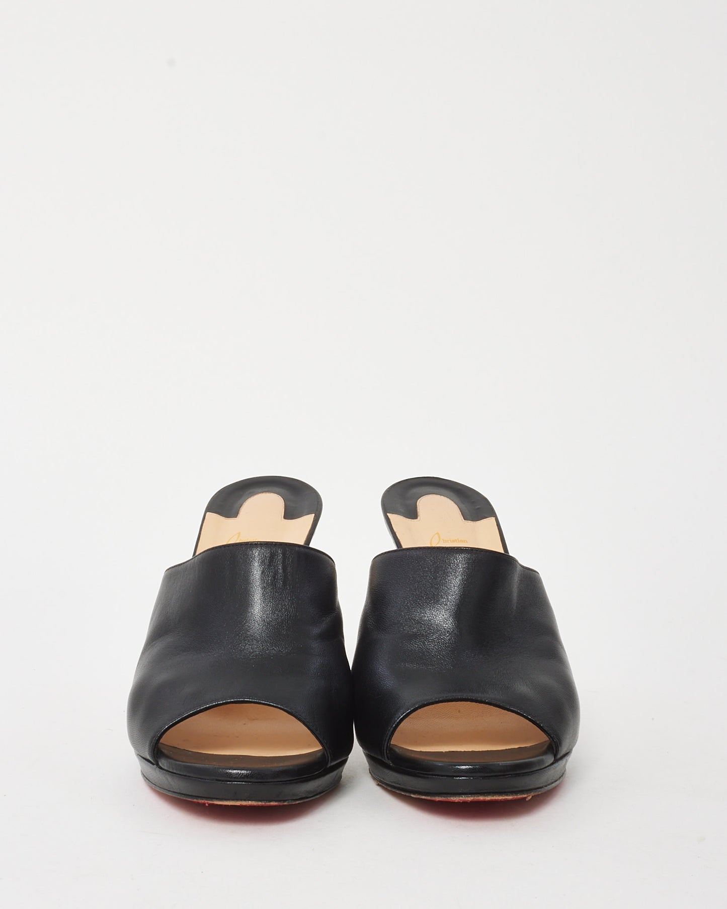 Christian Louboutin Black Nappa Leather Pigamule 100mm Sandals - 39.5