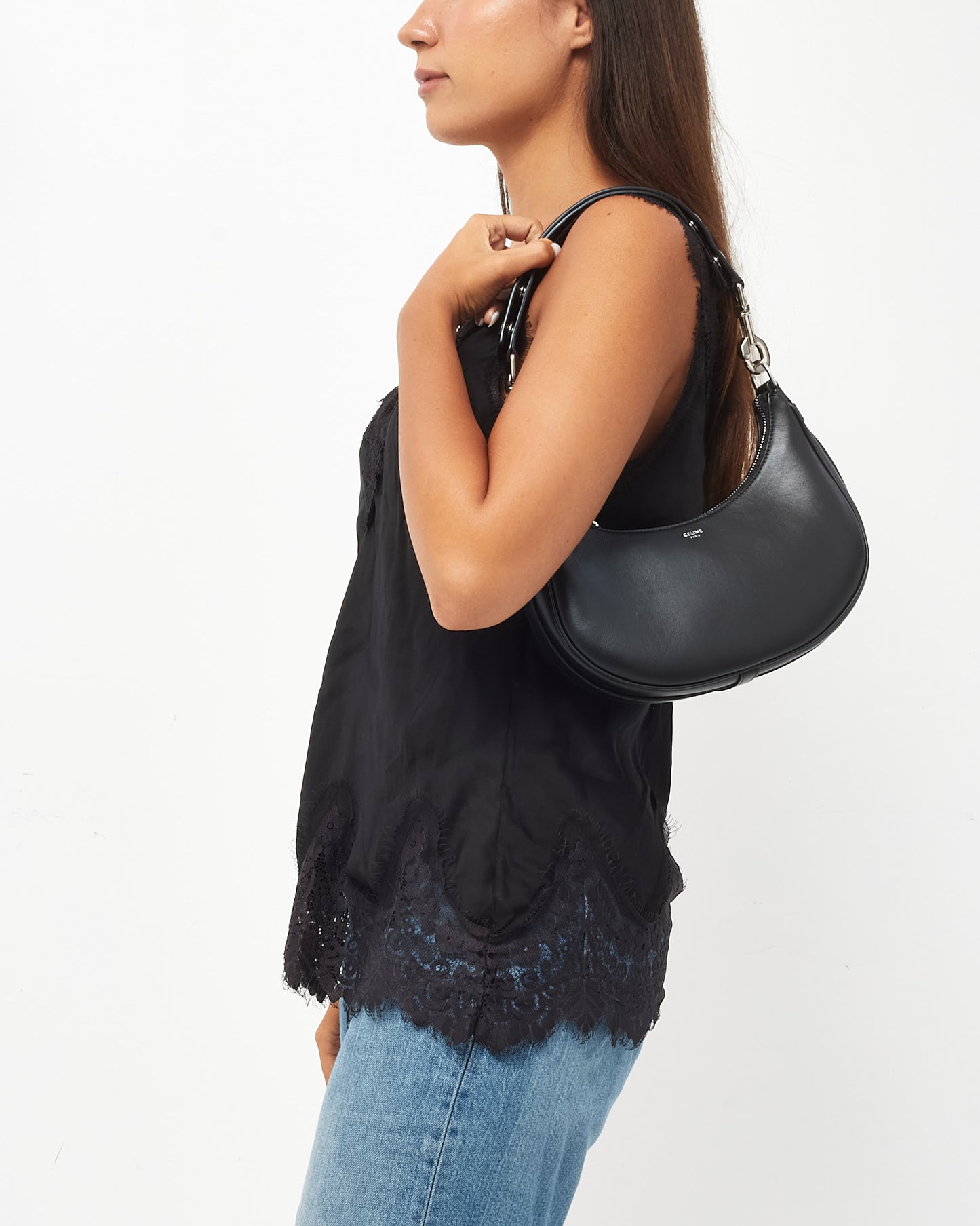 Celine Black Leather Medium Ava Strap Shoulder Bag