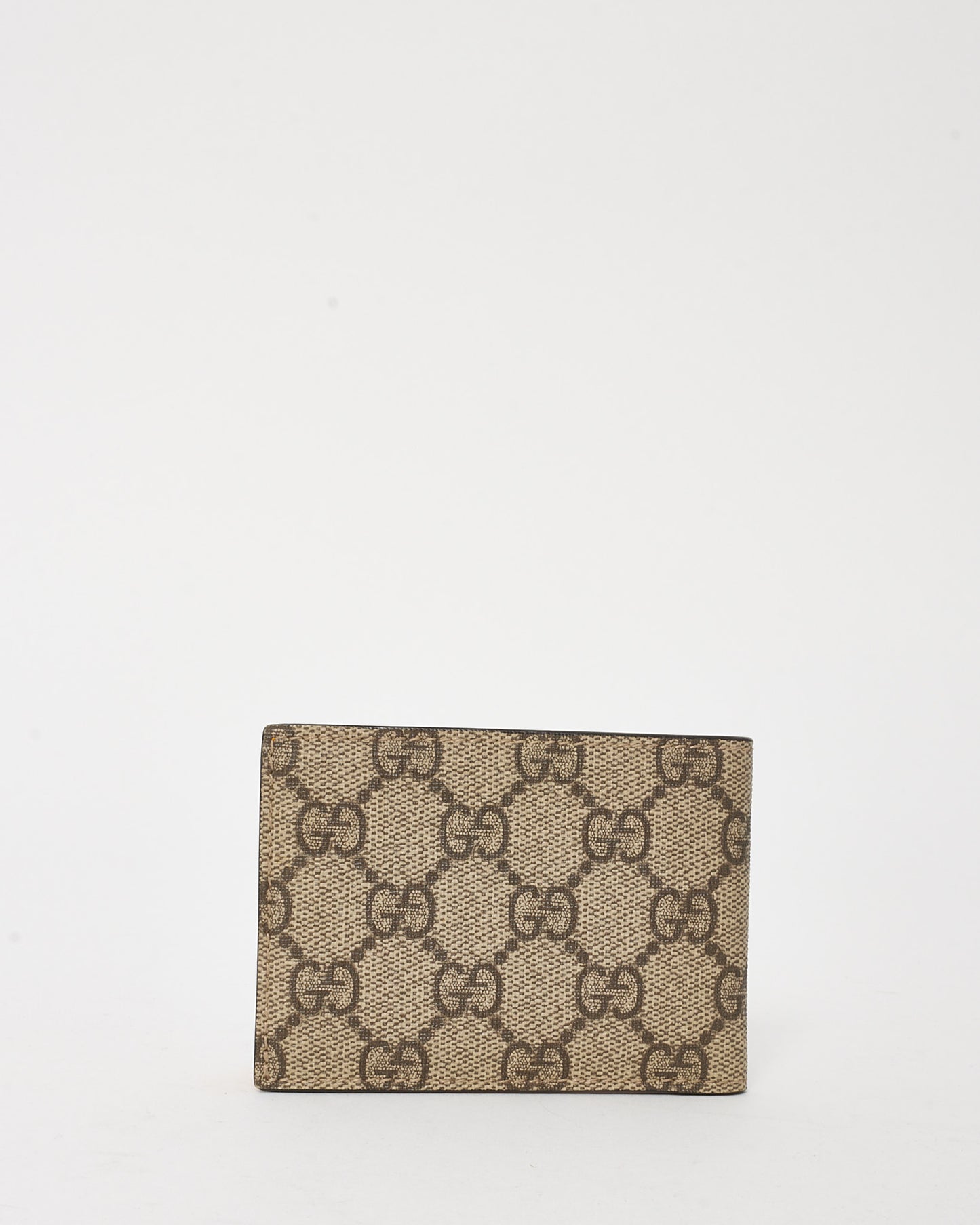 Gucci Beige and Brown Monogram GG Supreme Canvas Tiger Head Bifold Wallet