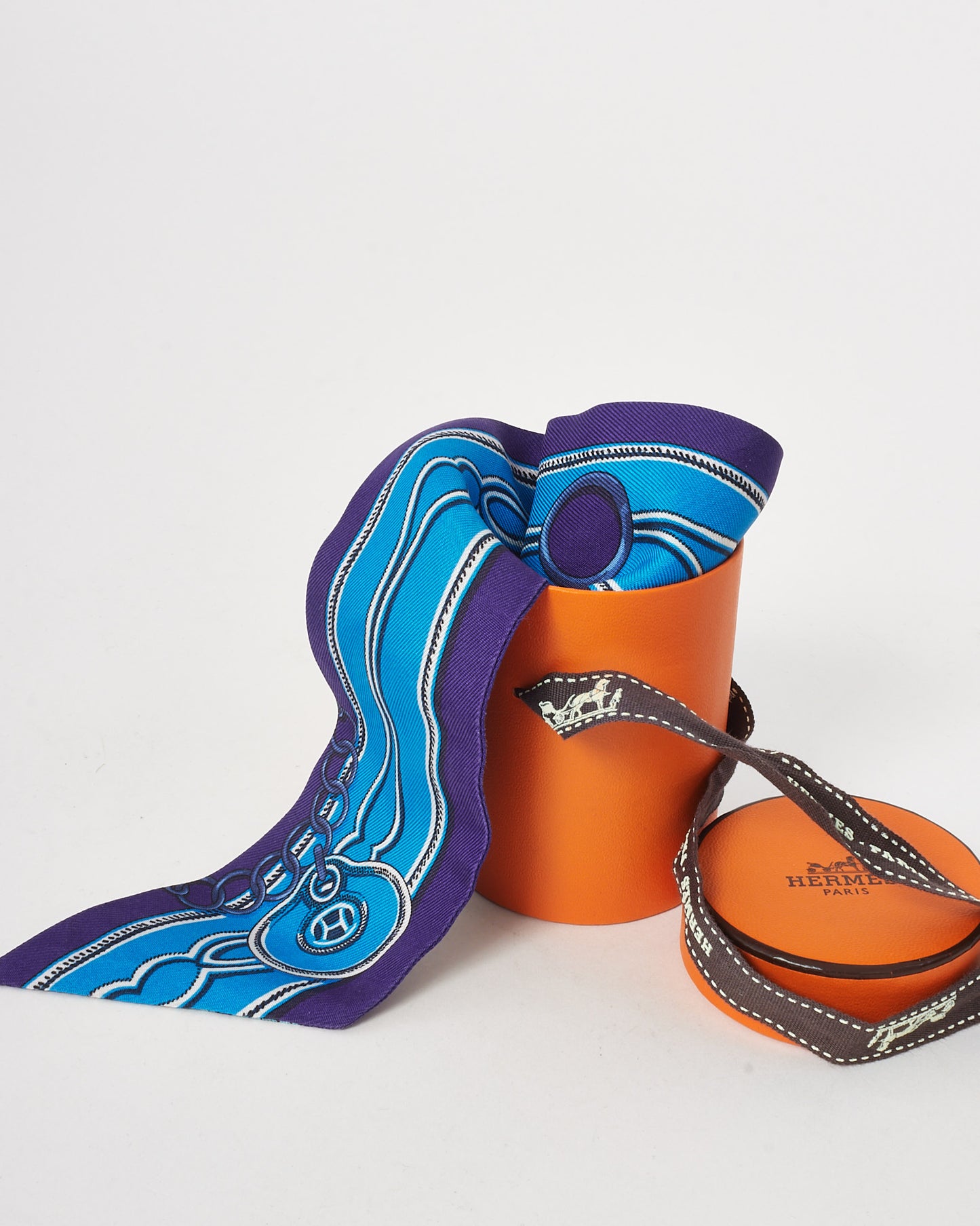 Hermès Purple/Blue/Multi Maillons Silk Twilly Scarf