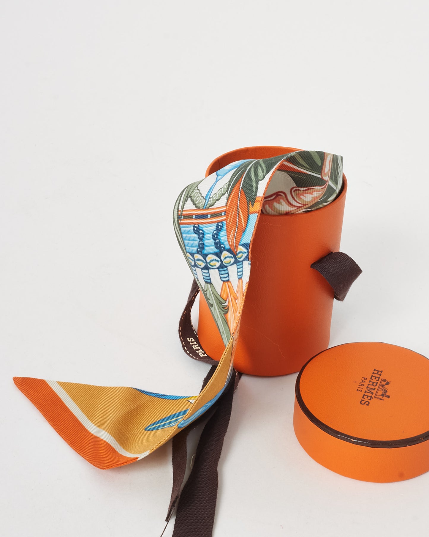 Hermès Yellow/Blue/Multi La Danse Pacifique Silk Twilly Scarf