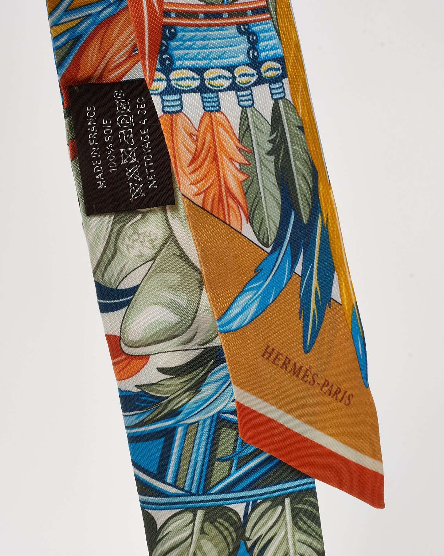 Hermès Yellow/Blue/Multi La Danse Pacifique Silk Twilly Scarf