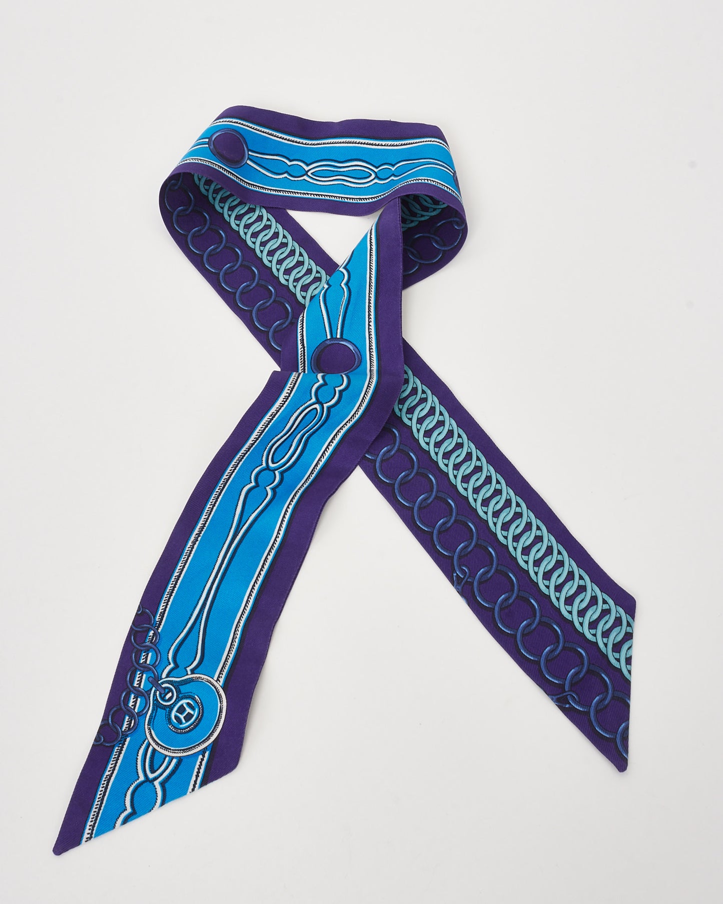 Hermès Purple/Blue/Multi Maillons Silk Twilly Scarf