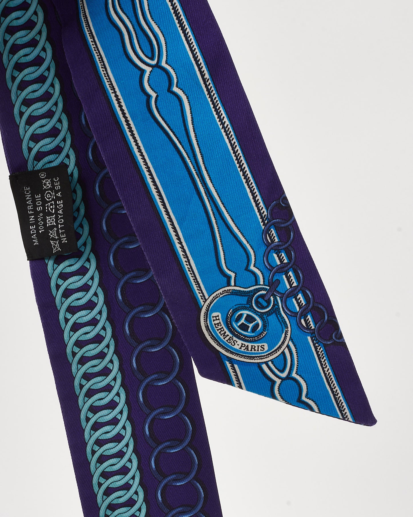 Hermès Purple/Blue/Multi Maillons Silk Twilly Scarf