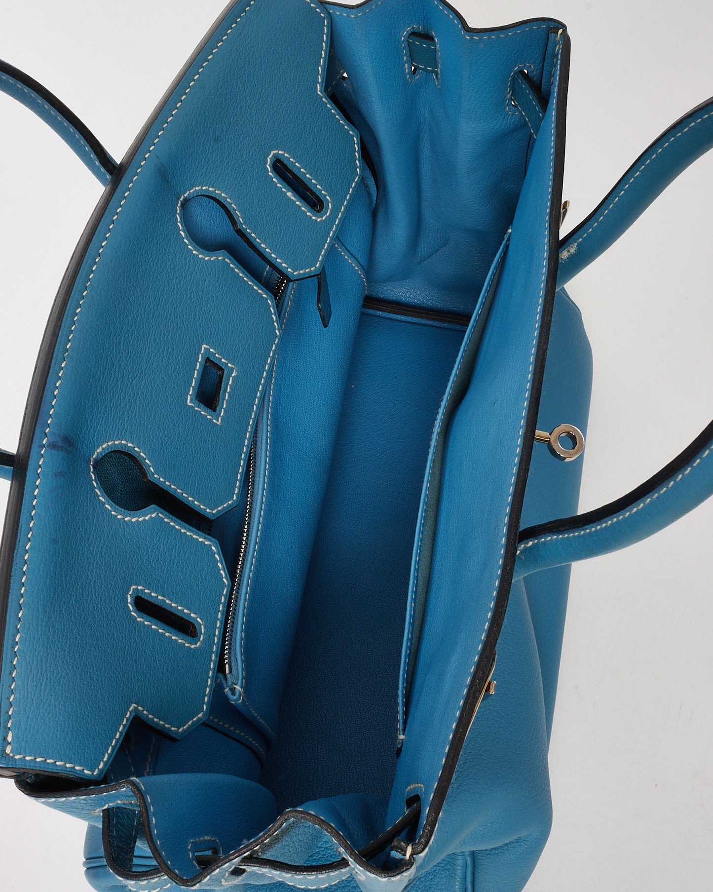 Hermès Blue Jean Chèvre Mysore Leather Birkin 30 PHW