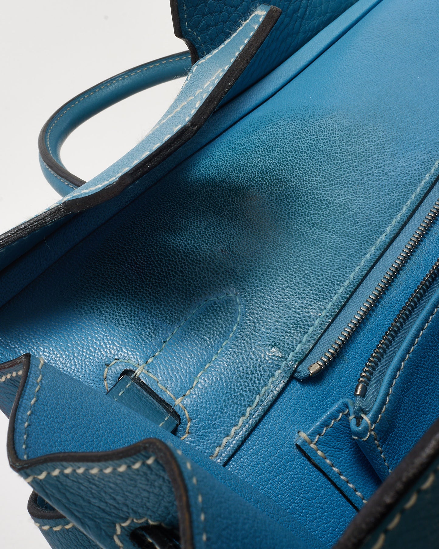 Hermès Blue Jean Chèvre Mysore Leather Birkin 30 PHW