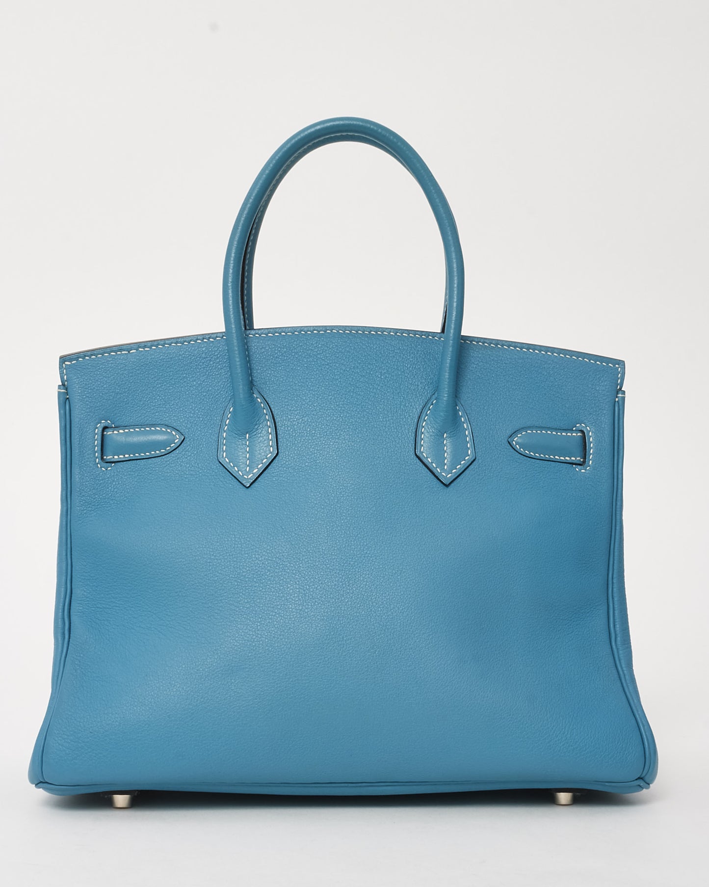 Hermès Blue Jean Chèvre Mysore Leather Birkin 30 PHW