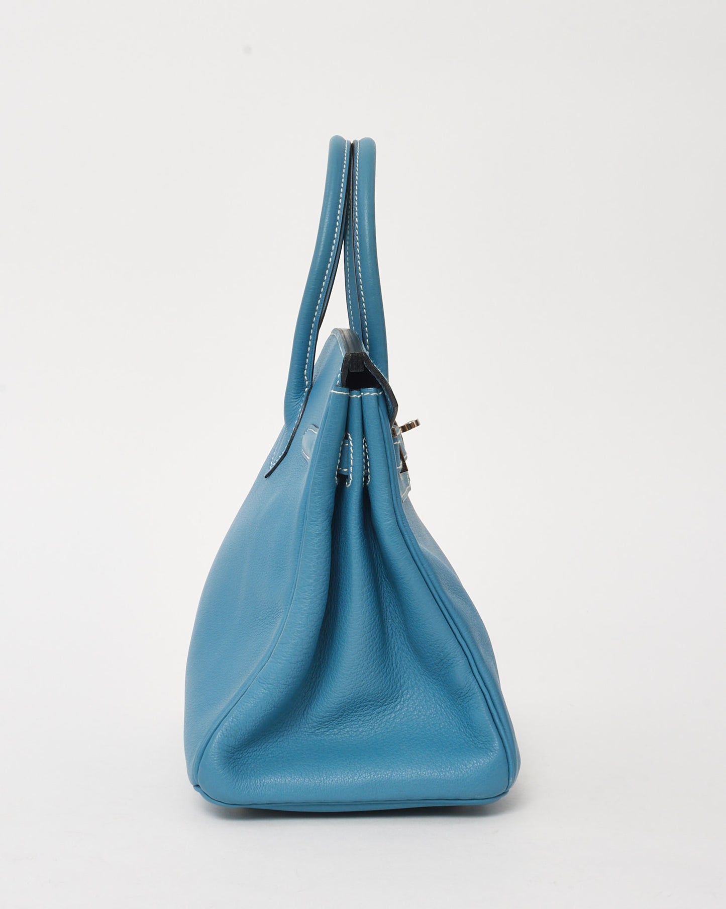 Hermès Blue Jean Chèvre Mysore Leather Birkin 30 PHW