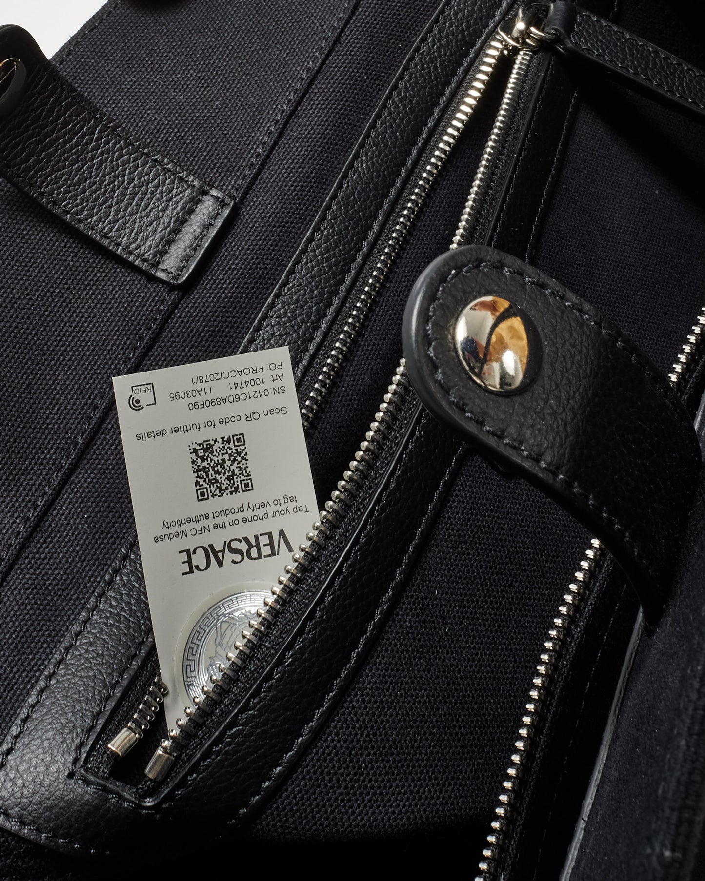 Versace Black Canvas La Medusa Canvas Large Tote Bag