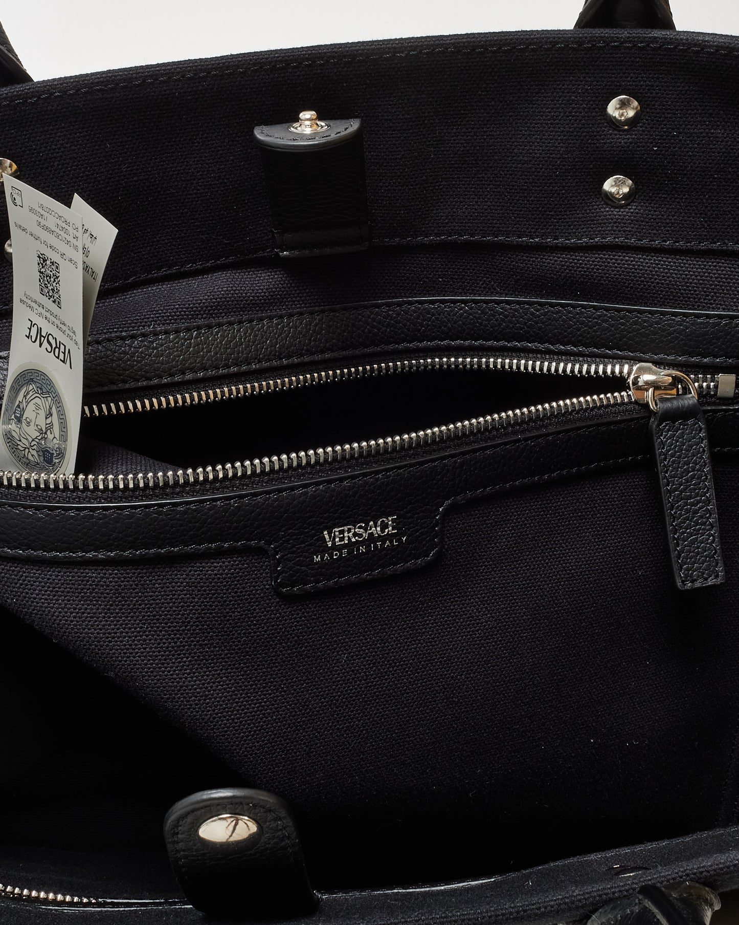 Versace Black Canvas La Medusa Canvas Large Tote Bag