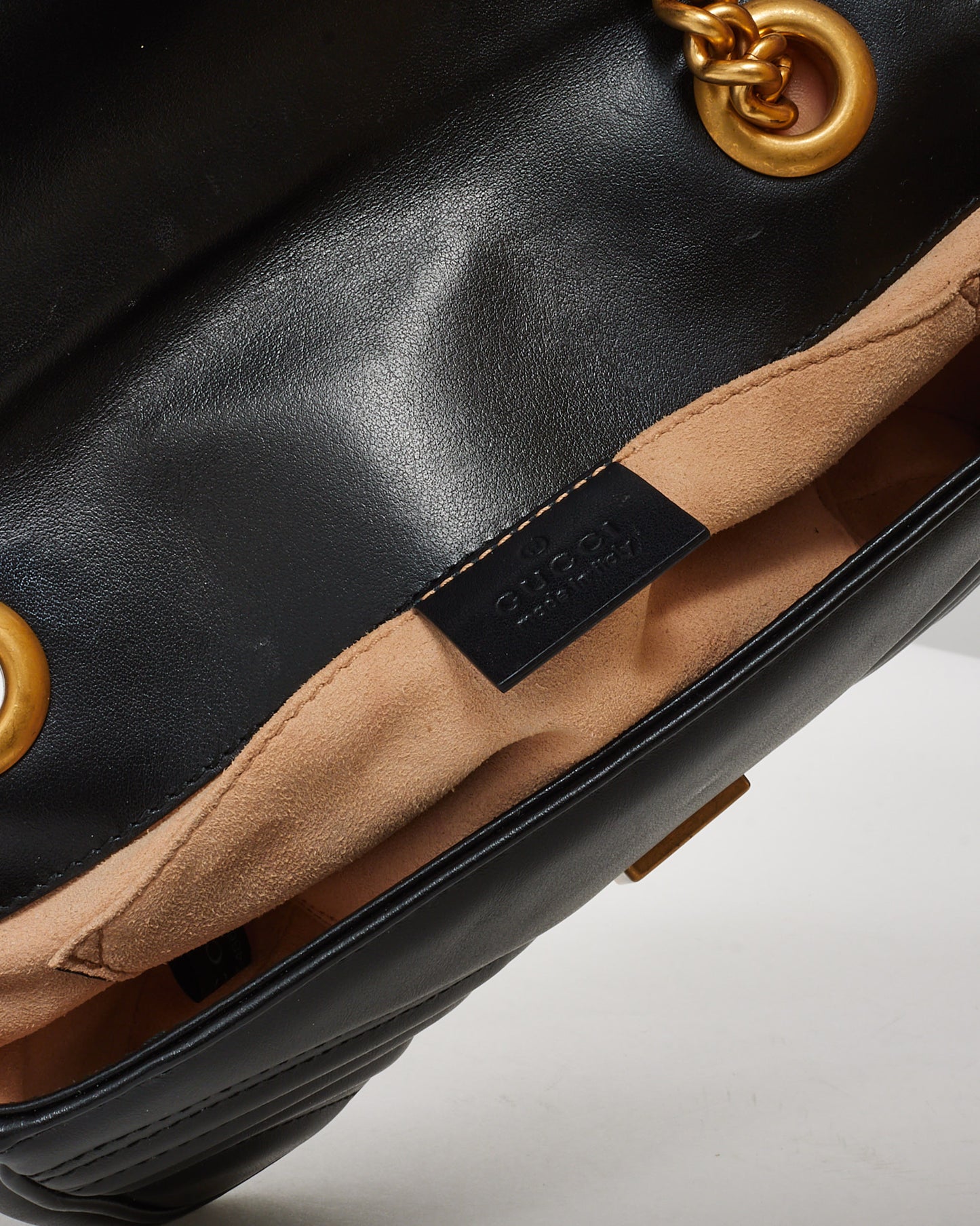 Gucci Black Matelassé Leather Small GG Marmont Shoulder Bag