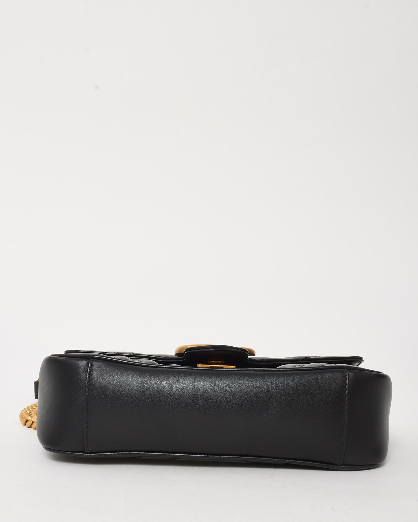 Gucci Black Matelassé Leather Small GG Marmont Shoulder Bag