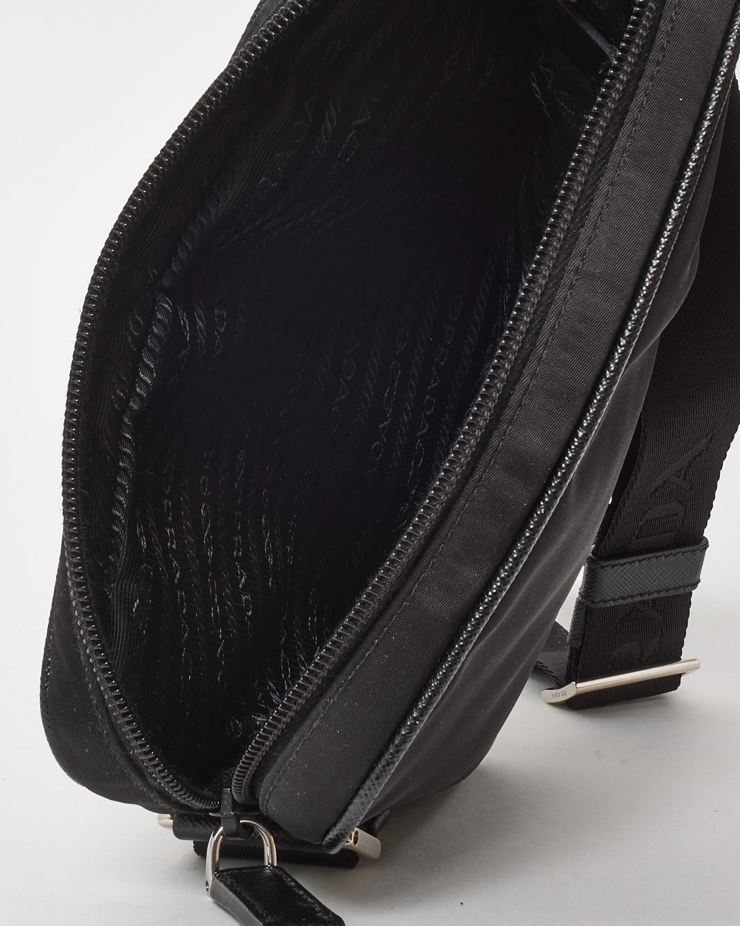 Prada Black Nylon Tessuto Saffiano Logo Camera Bag