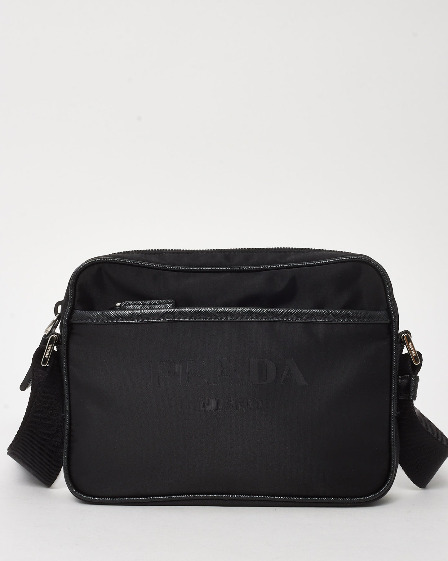 Prada Black Nylon Tessuto Saffiano Logo Camera Bag