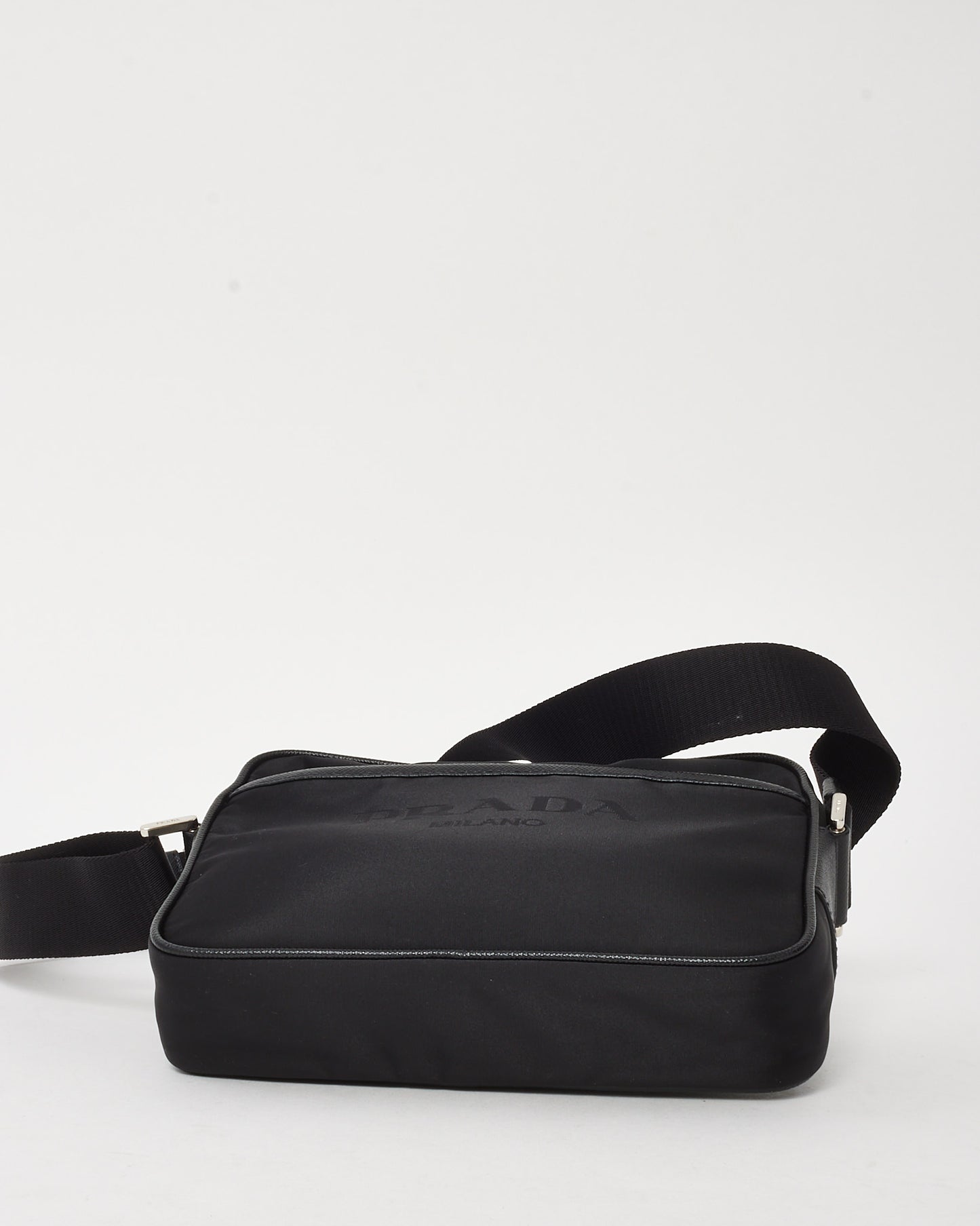 Prada Black Nylon Tessuto Saffiano Logo Camera Bag