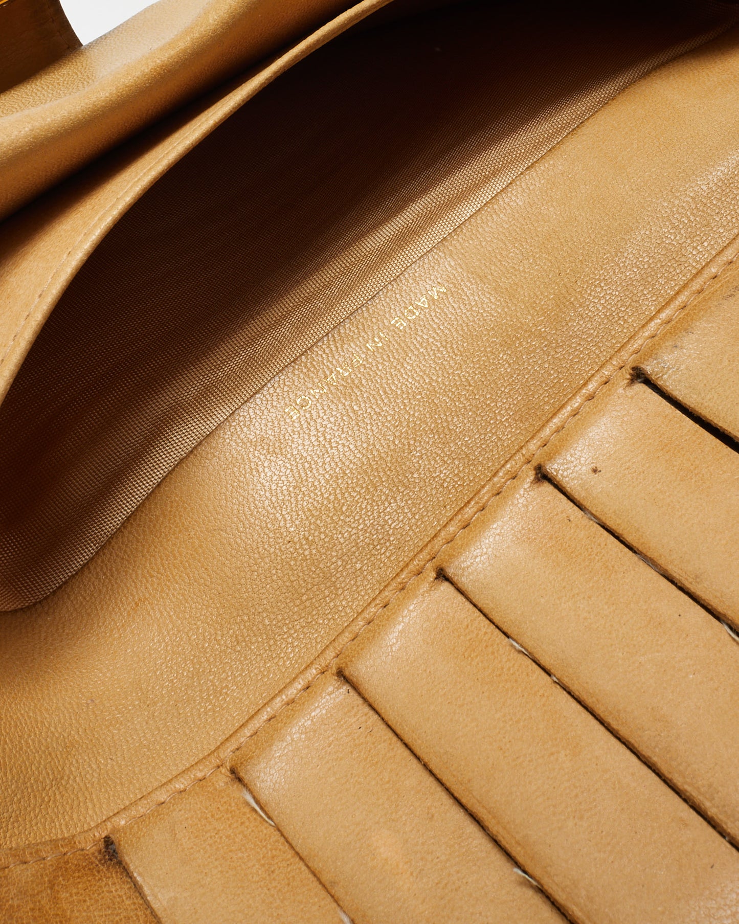 Chanel Vintage Beige Caviar Leather CC Timeless French Wallet