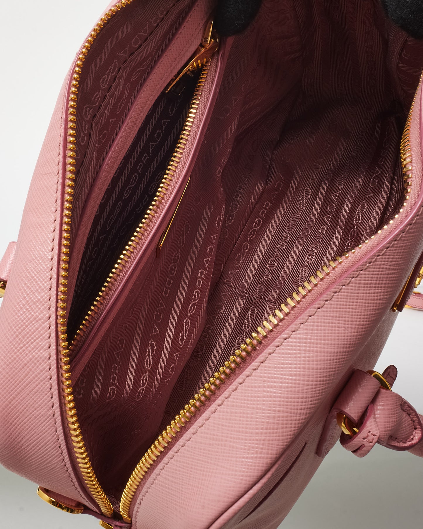 Prada Pink Saffiano Leather Bauletto Convertible Satchel Bag