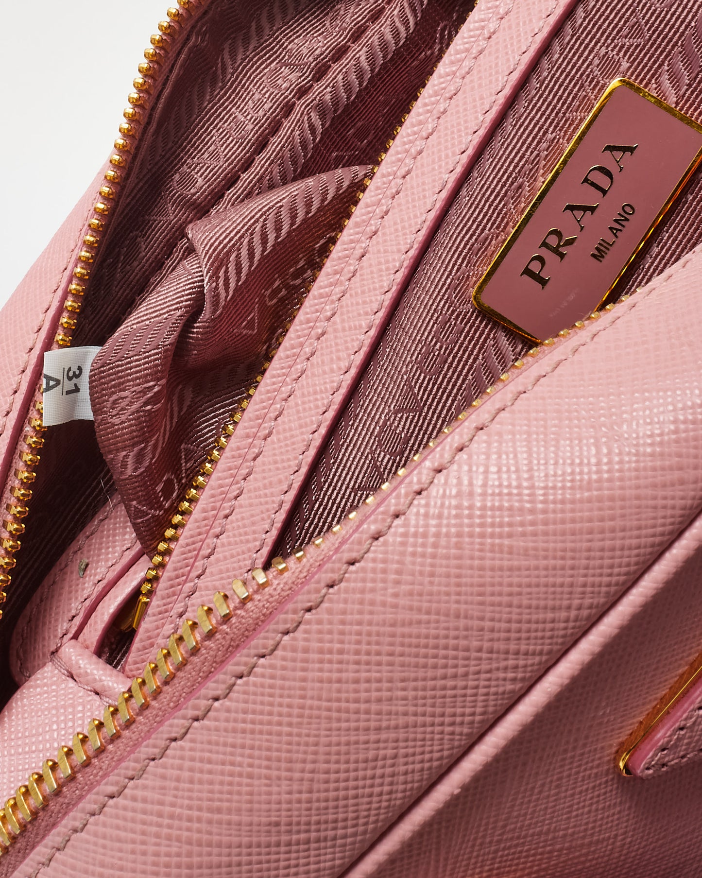 Prada Pink Saffiano Leather Bauletto Convertible Satchel Bag