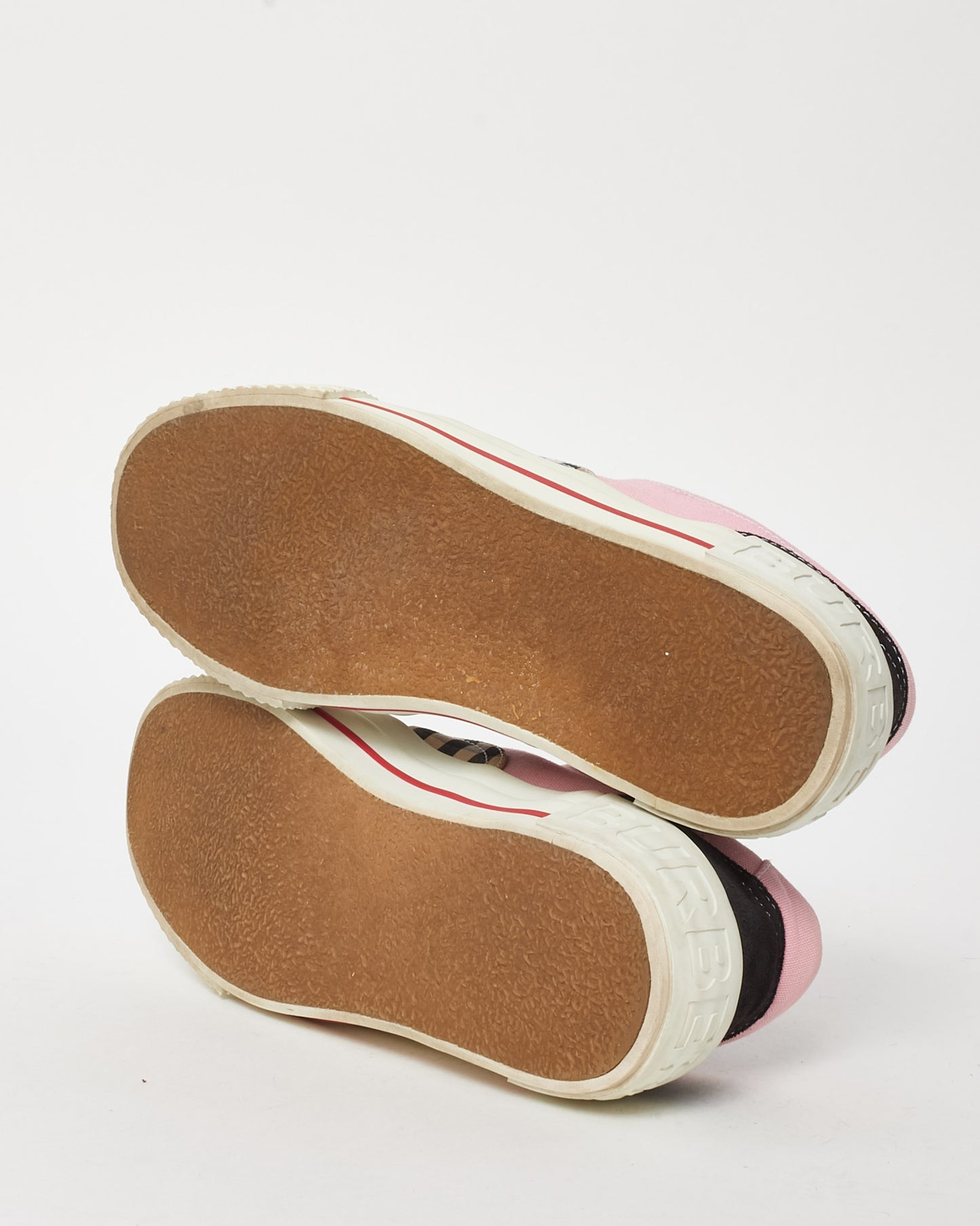 Burberry Pink Suede and Beige Vintage Check Cotton Canvas Sneakers - 39
