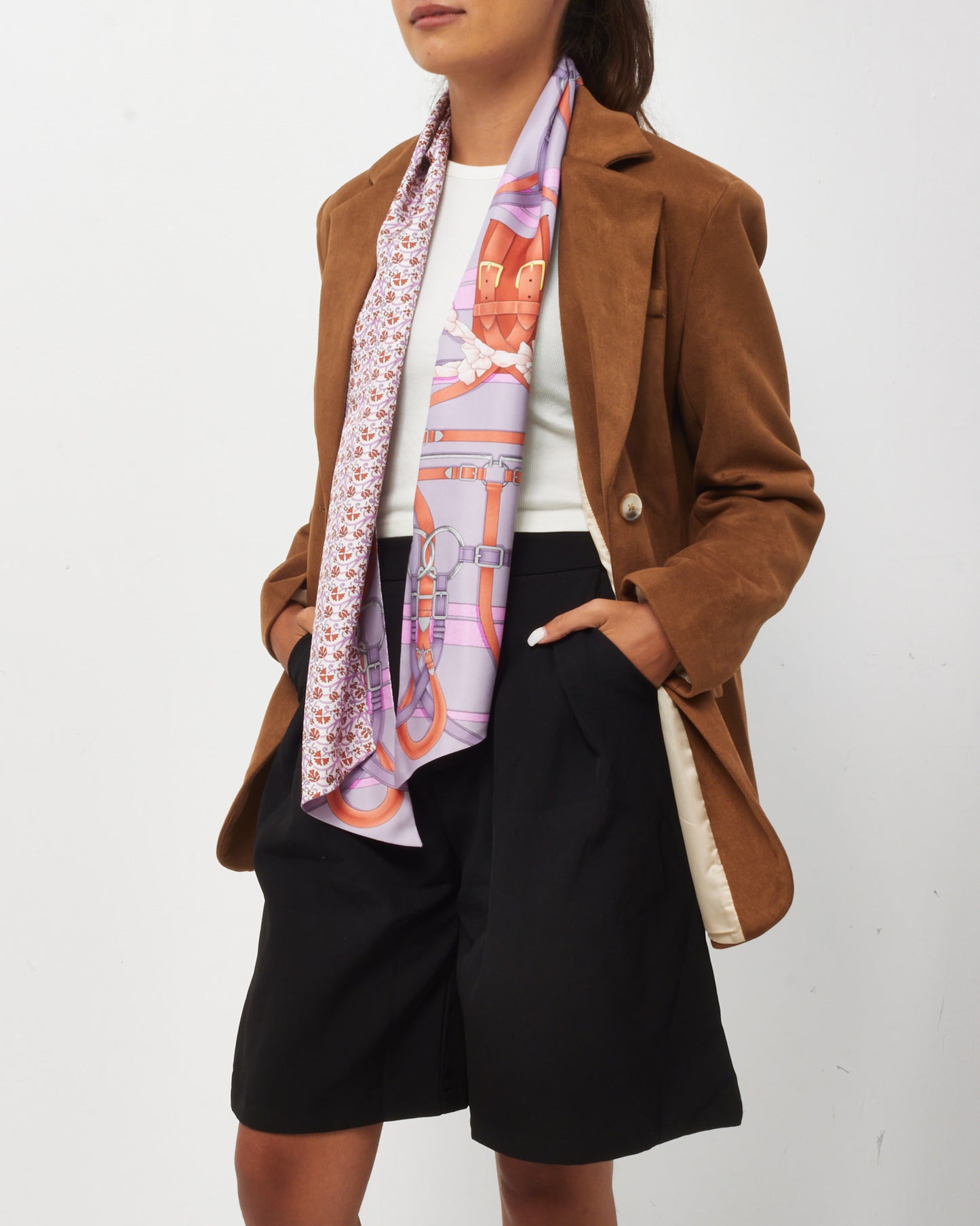 Hermès Purple/Orange/Multi Grand Manege Silk Maxi XL Twilly