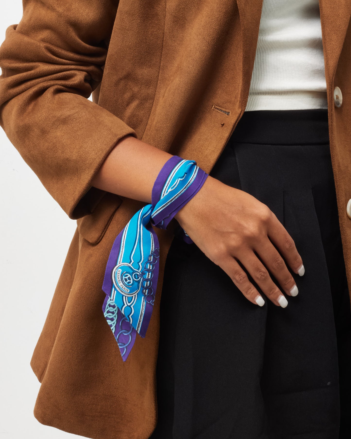 Hermès Purple/Blue/Multi Maillons Silk Twilly Scarf