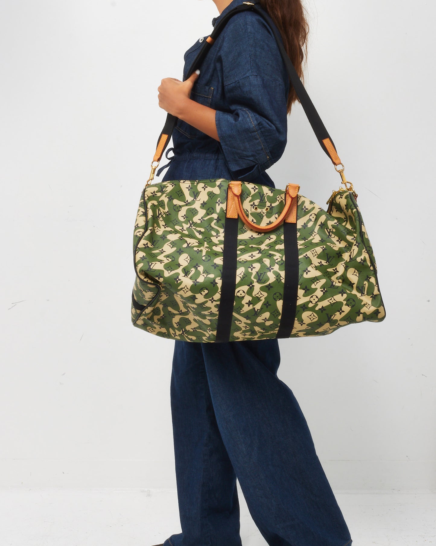 Louis Vuitton Takashi Murakami Green Monogramouflage Camouflage Keepall Bandoulière 55