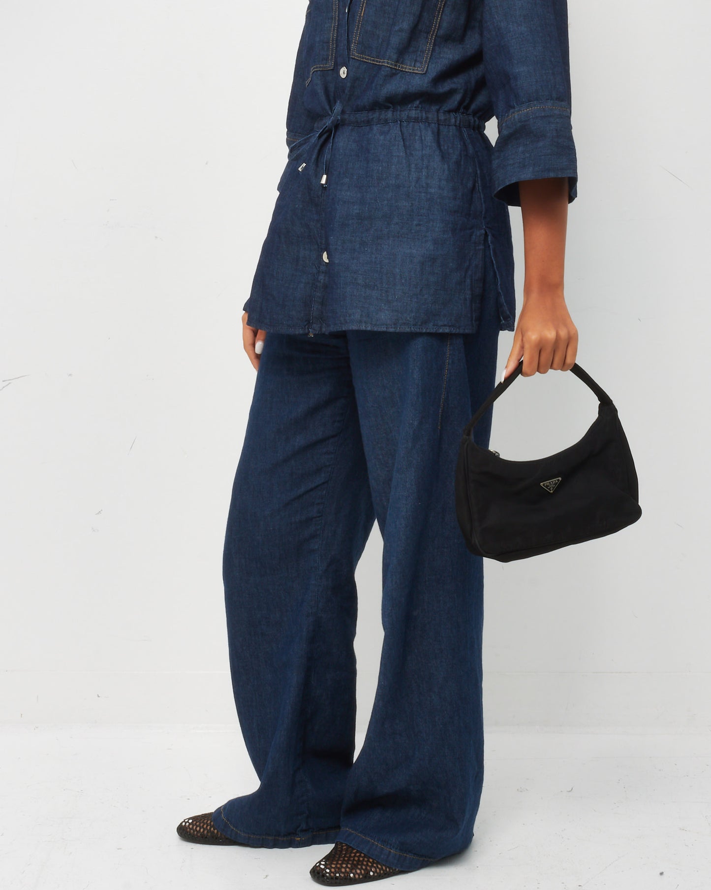 Prada Black Nylon Logo Mini Hobo Bag