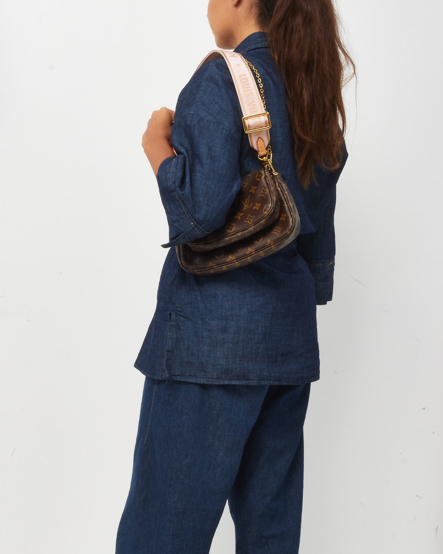 Louis Vuitton Monogram Coated Canvas Pink Multi Pochette Accessoires Crossbody Bag