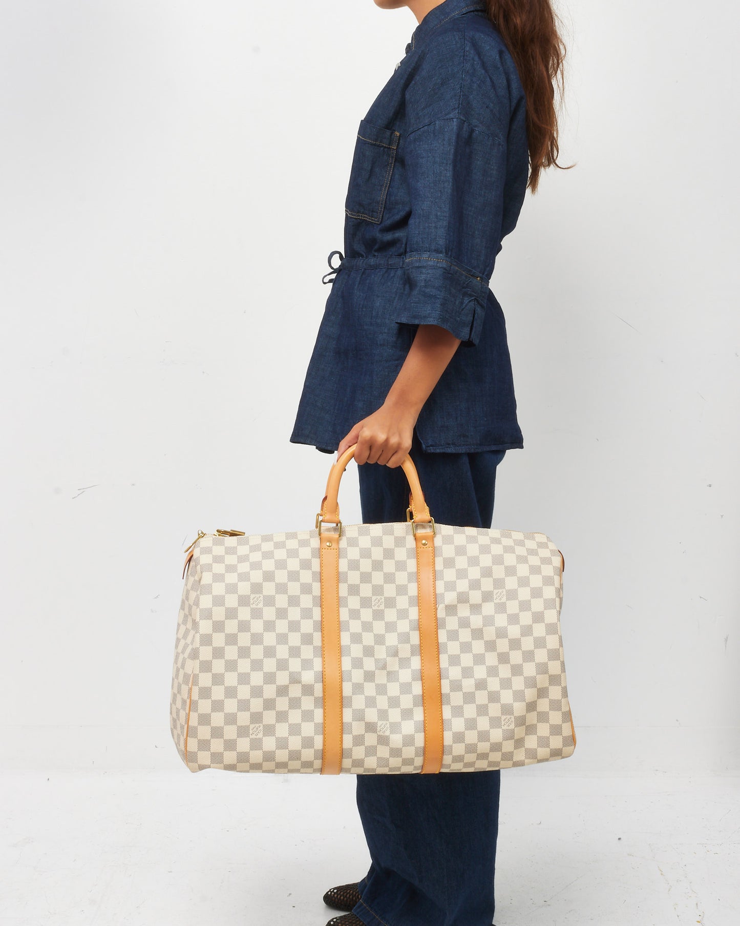 Louis Vuitton Damier Azur Coated Canvas Keepall 50