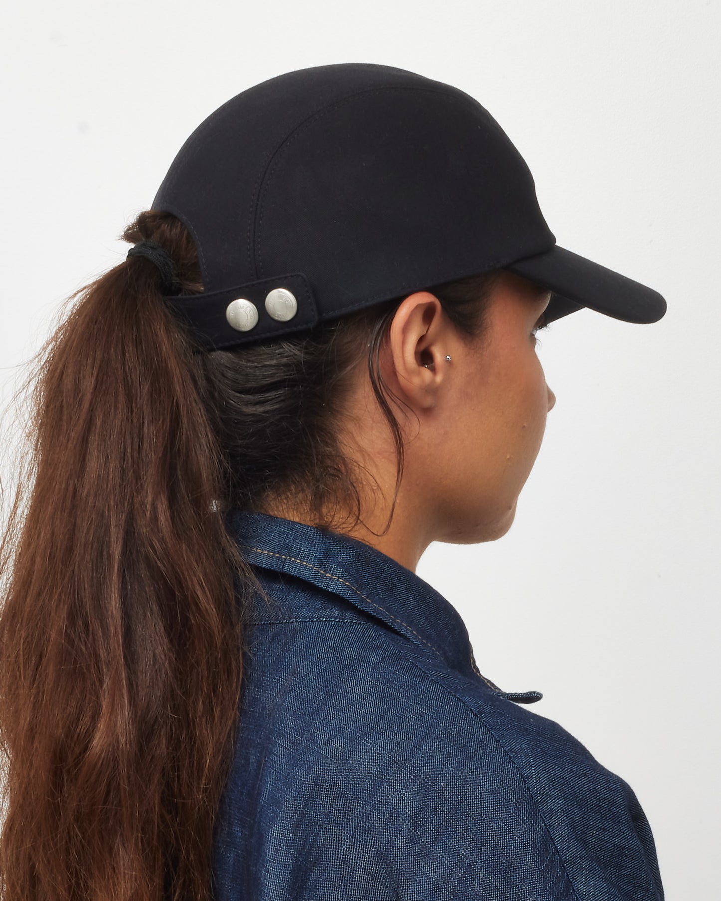 Hermès Men's Black Cotton Nevada H Stripe Baseball Cap - 59