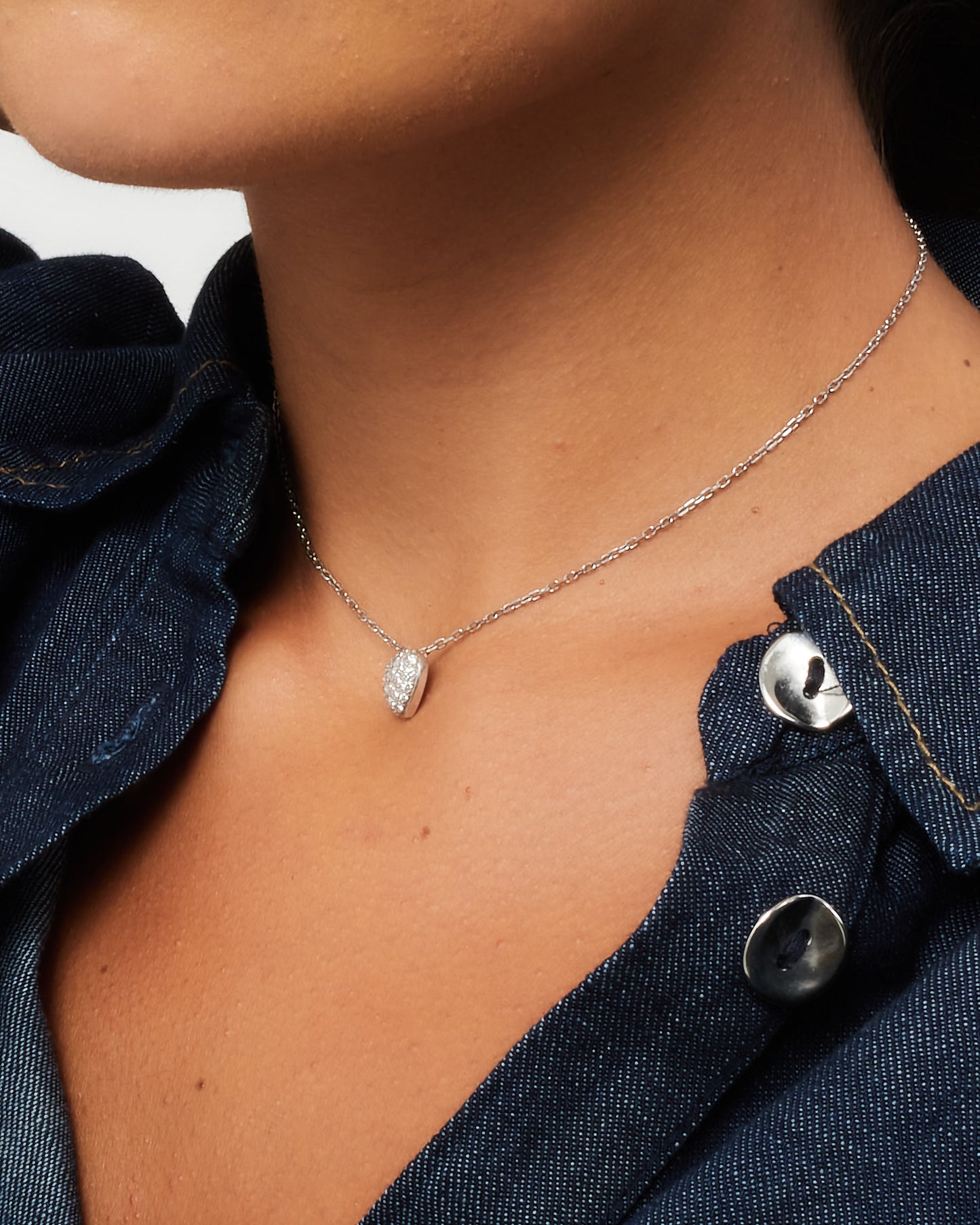 Cartier 18K White Gold Diamond Small Heart Pavé Pendant Necklace