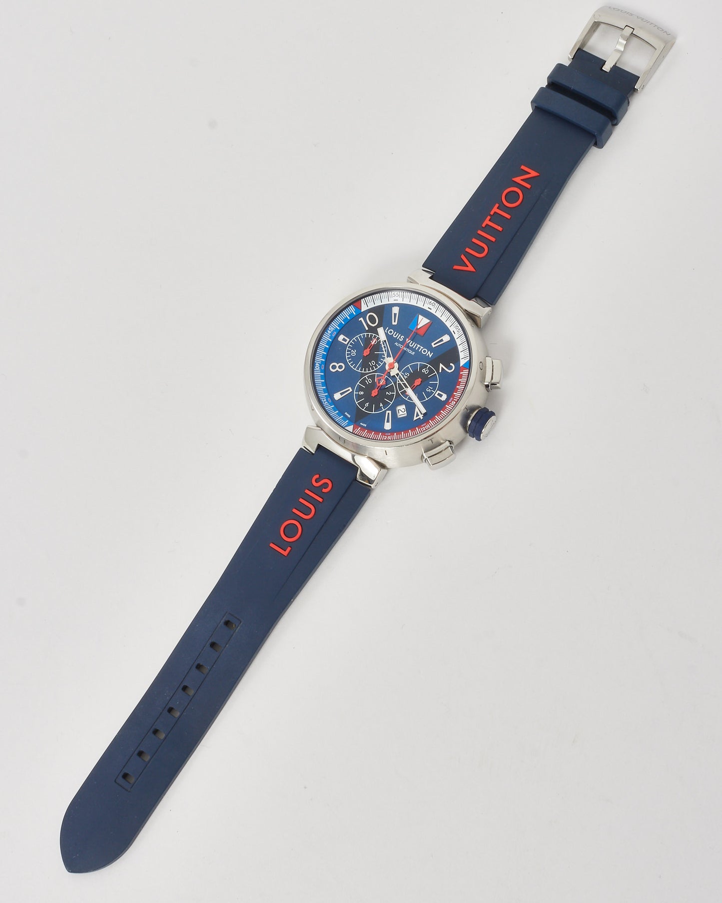Louis Vuitton Blue Tambour Regatta Chronograph Q1A61 Automatic Men's Watch 46mm with 4 Interchangeable Bands