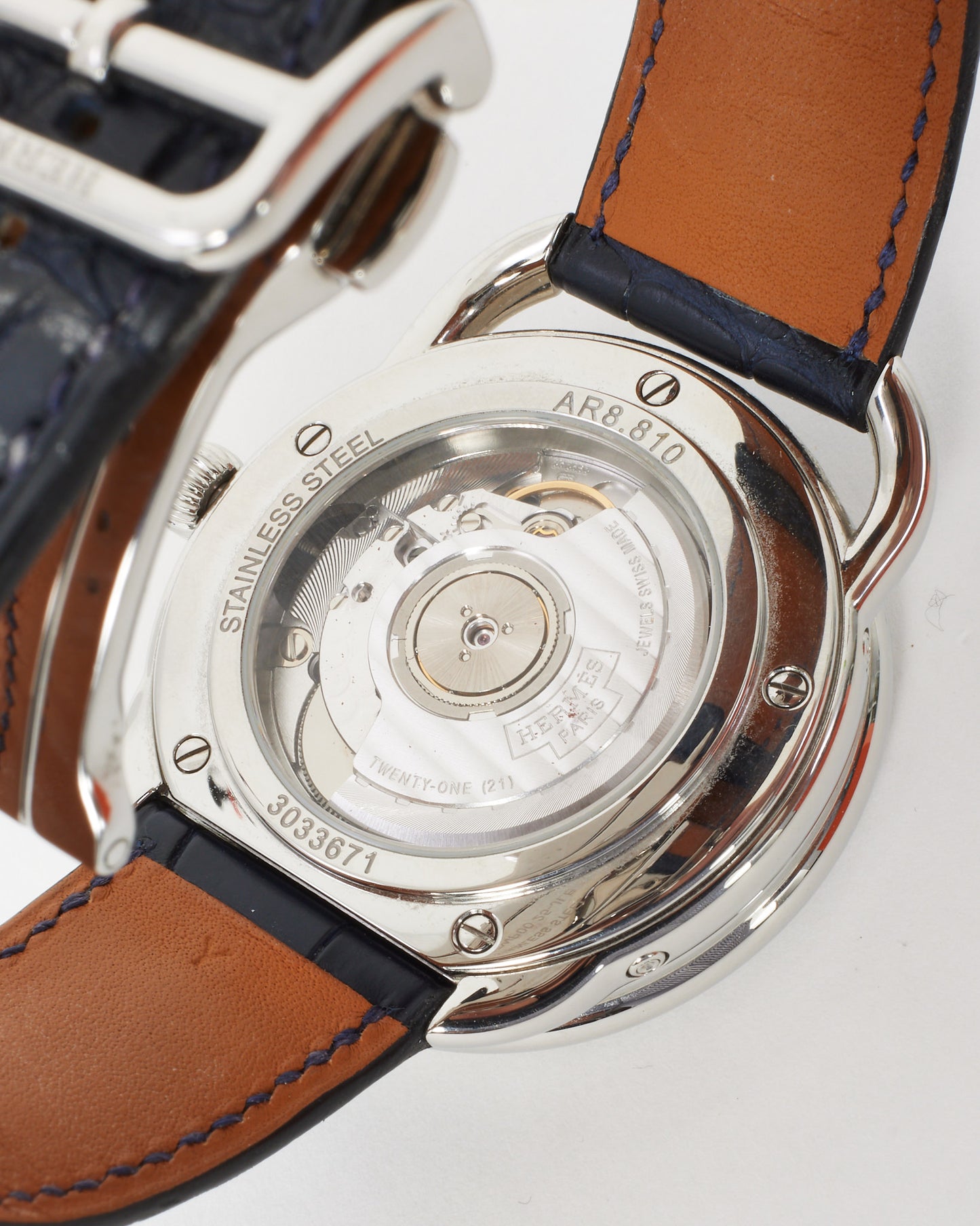 Hermès Navy Blue Arceau Grande Lune Men's Watch 43mm