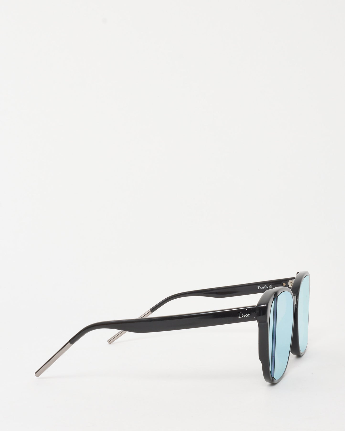 Dior Black Acetate Mirrored Lens DiorStepf Cat Eye Sunglasses