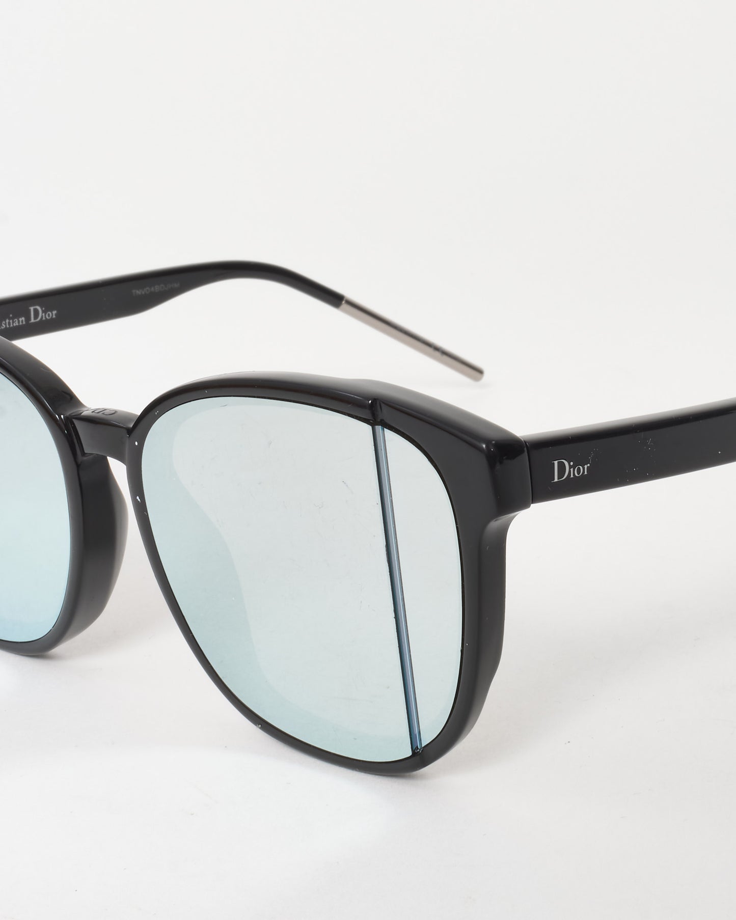 Dior Black Acetate Mirrored Lens DiorStepf Cat Eye Sunglasses