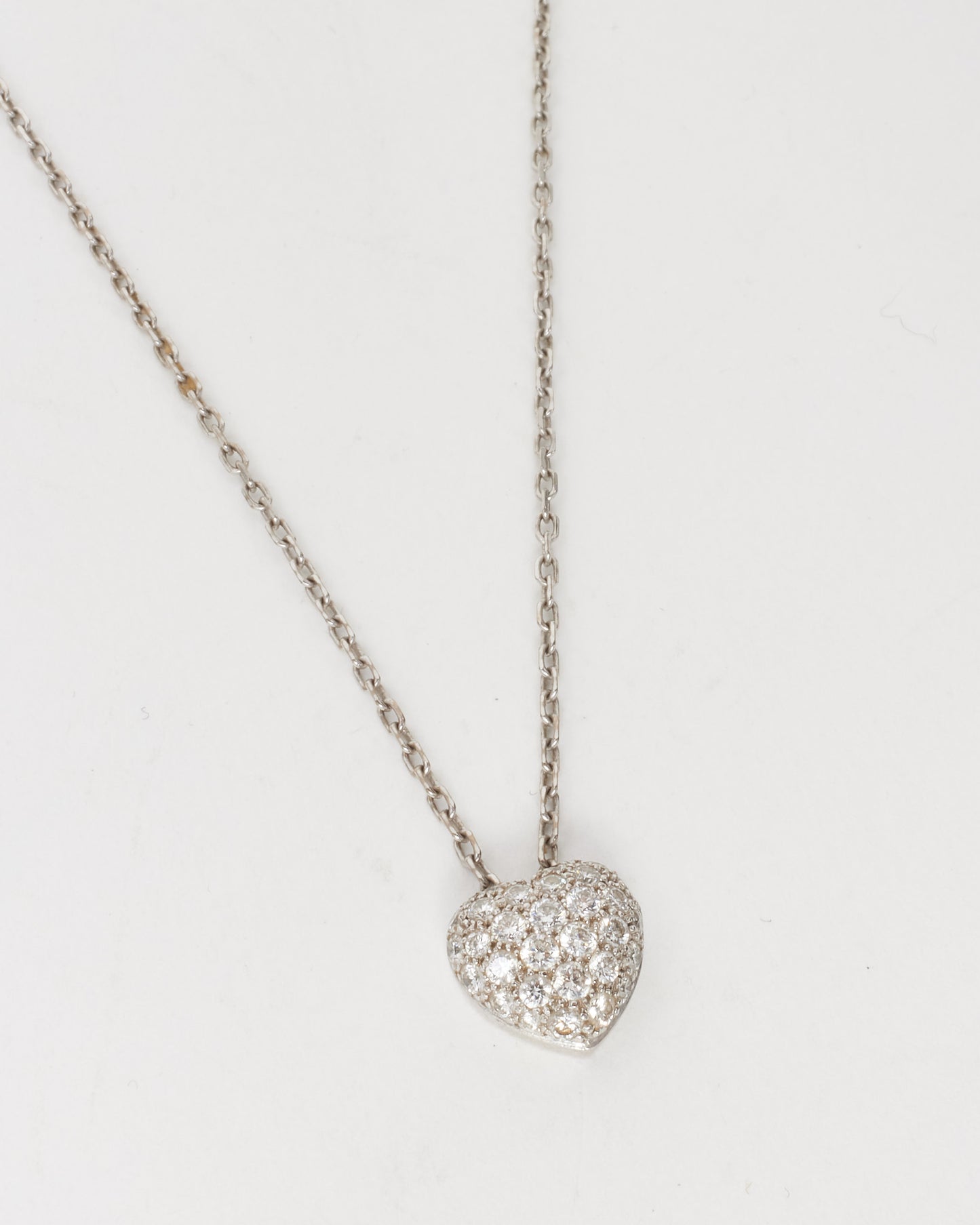 Cartier 18K White Gold Diamond Small Heart Pavé Pendant Necklace