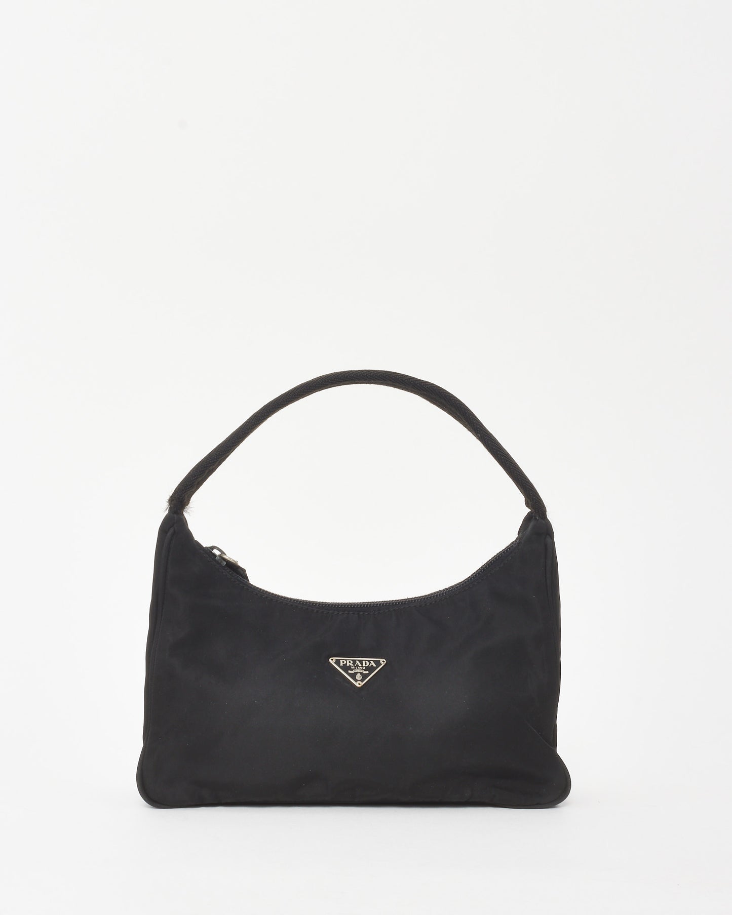 Prada Black Nylon Logo Mini Hobo Bag