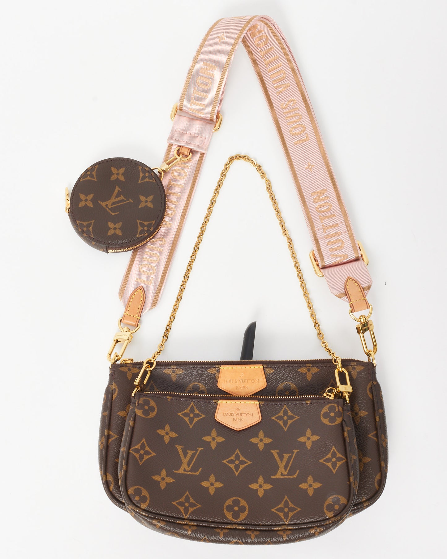 Louis Vuitton Monogram Coated Canvas Pink Multi Pochette Accessoires Crossbody Bag
