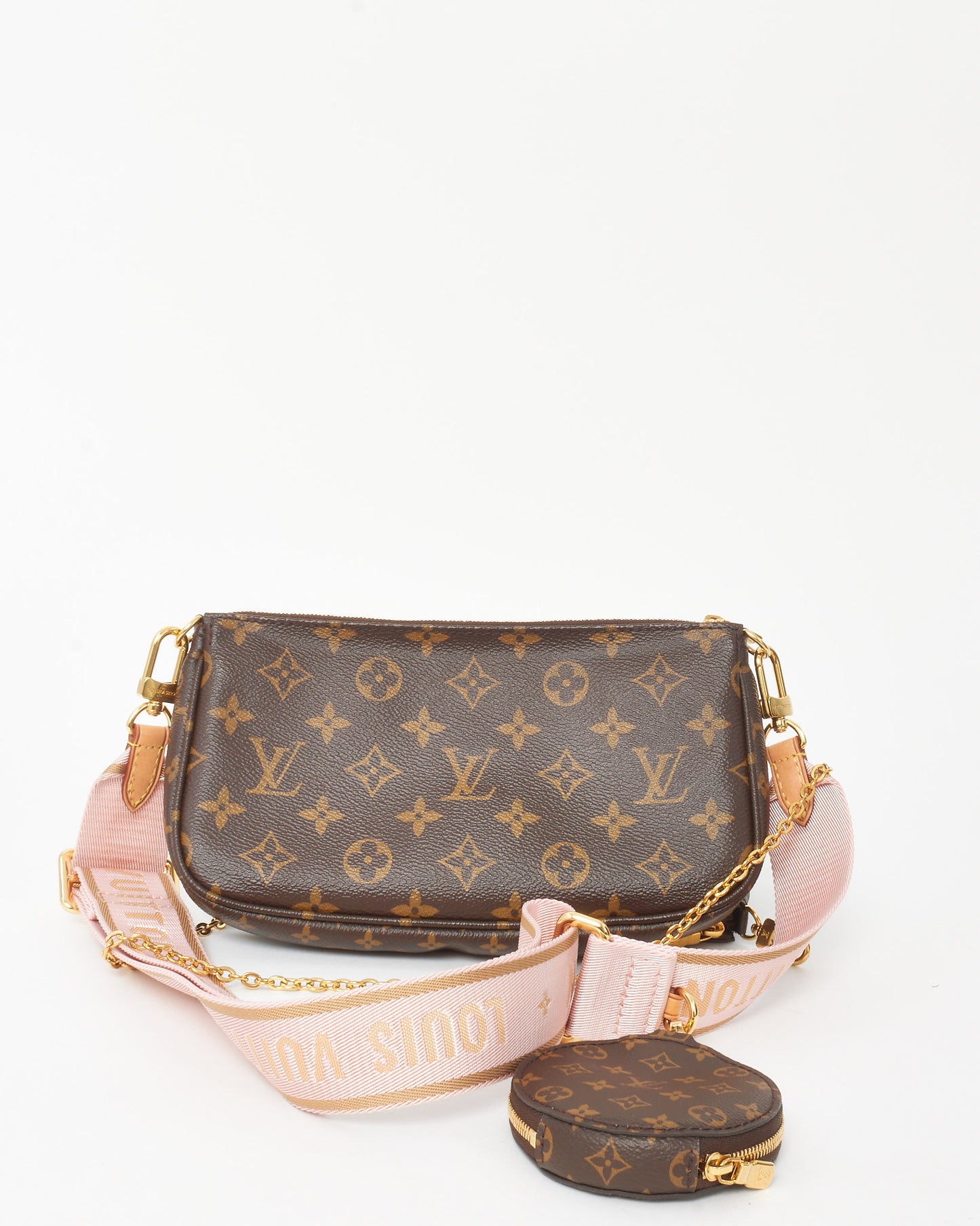 Louis Vuitton Monogram Coated Canvas Pink Multi Pochette Accessoires Crossbody Bag