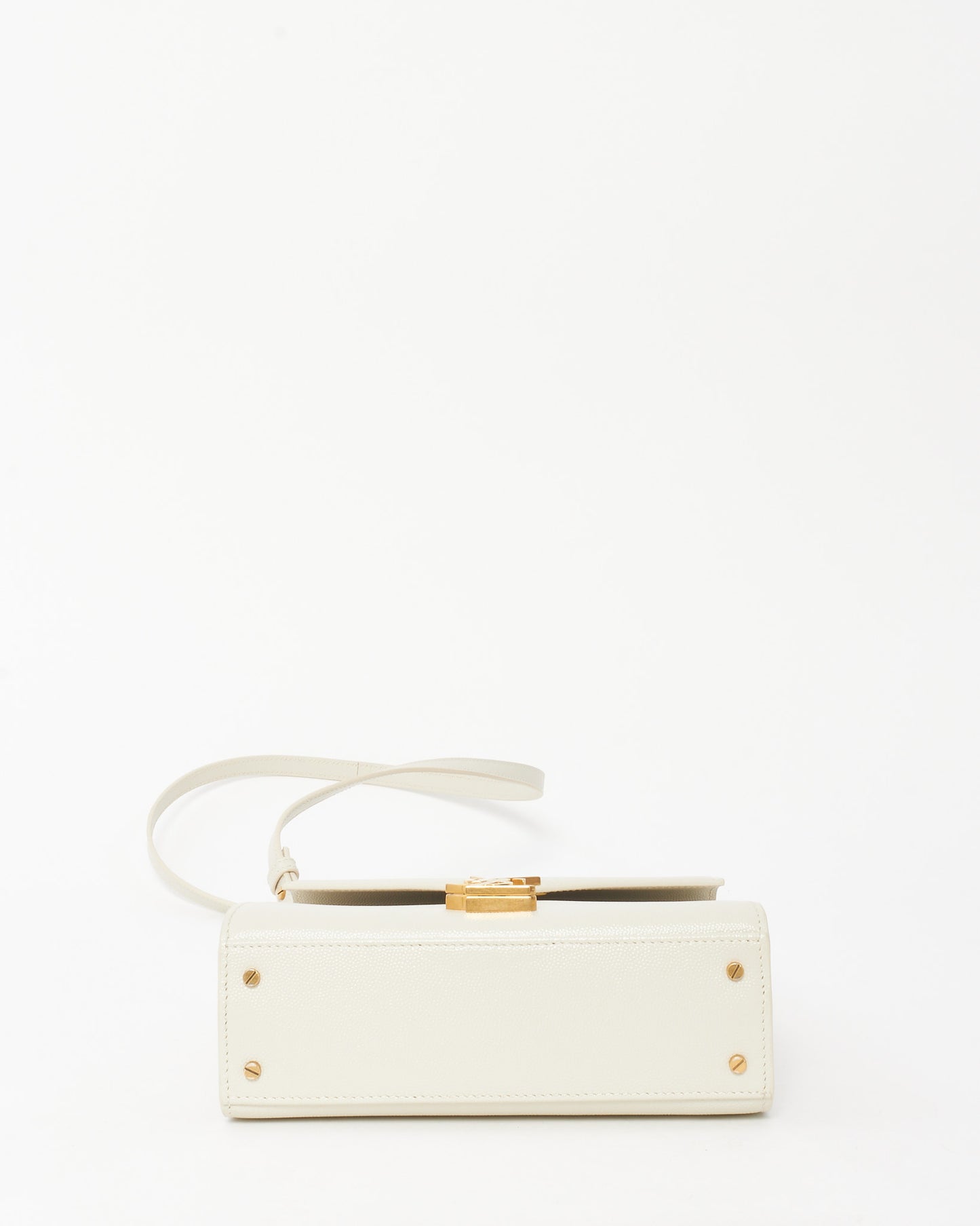 Saint Laurent White Leather Mini Cassandre Top Handle Bag