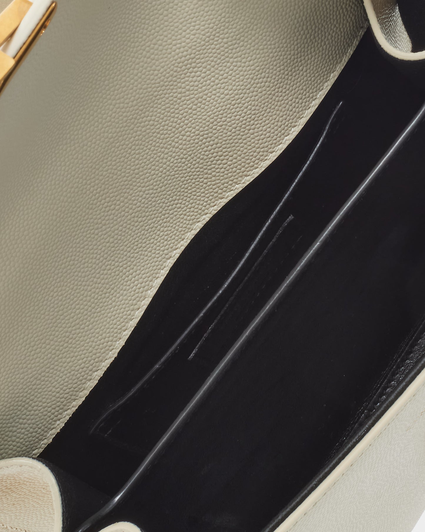 Saint Laurent White Leather Mini Cassandre Top Handle Bag