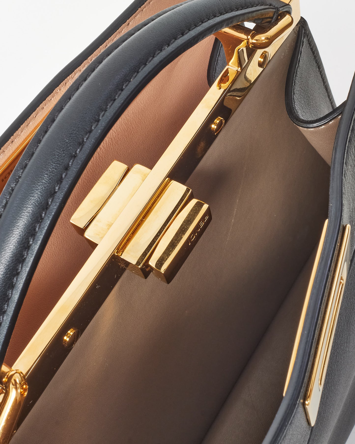 Fendi Black Leather Small Peekaboo ISeeU Bag with Strap