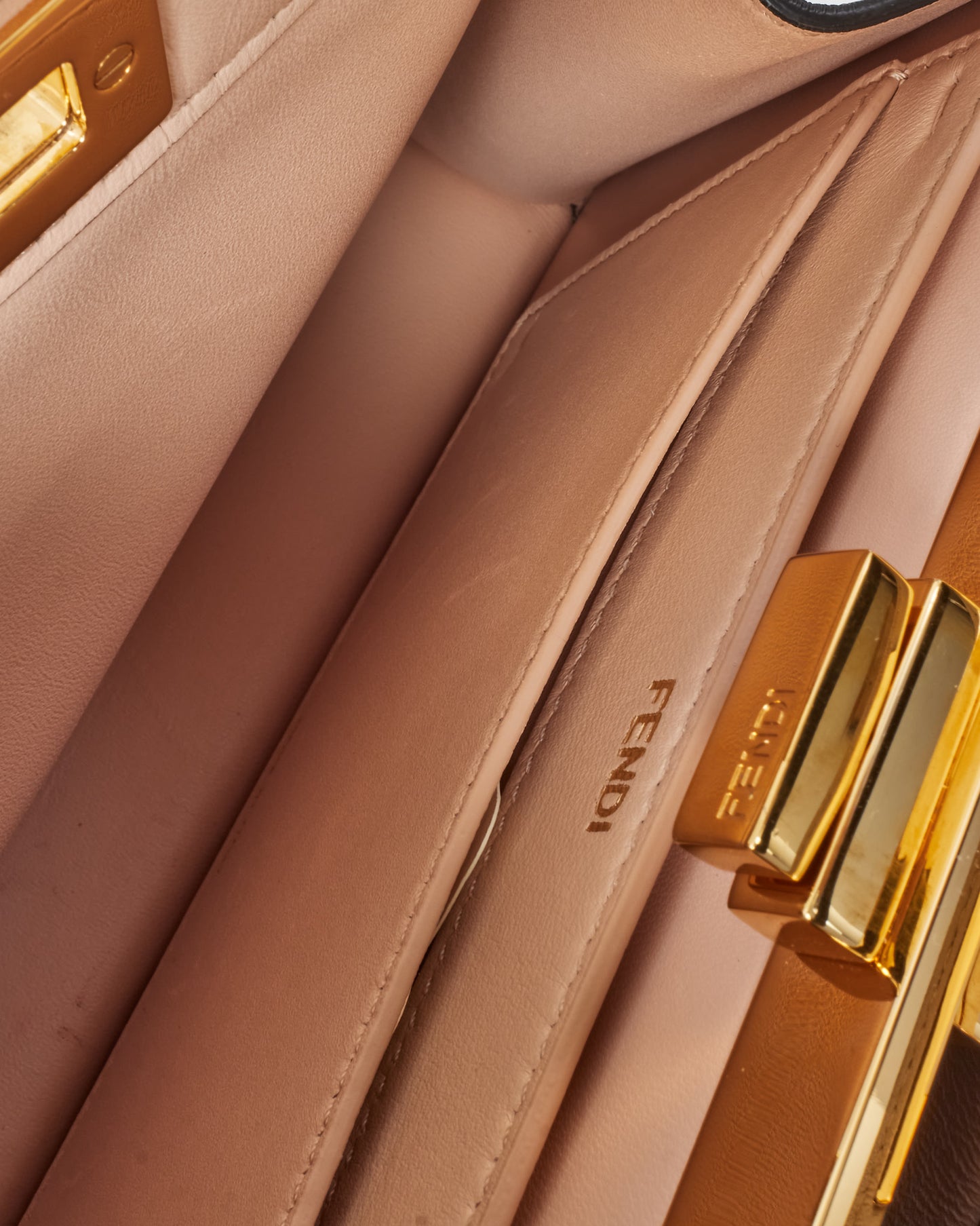 Fendi Black Leather Small Peekaboo ISeeU Bag with Strap